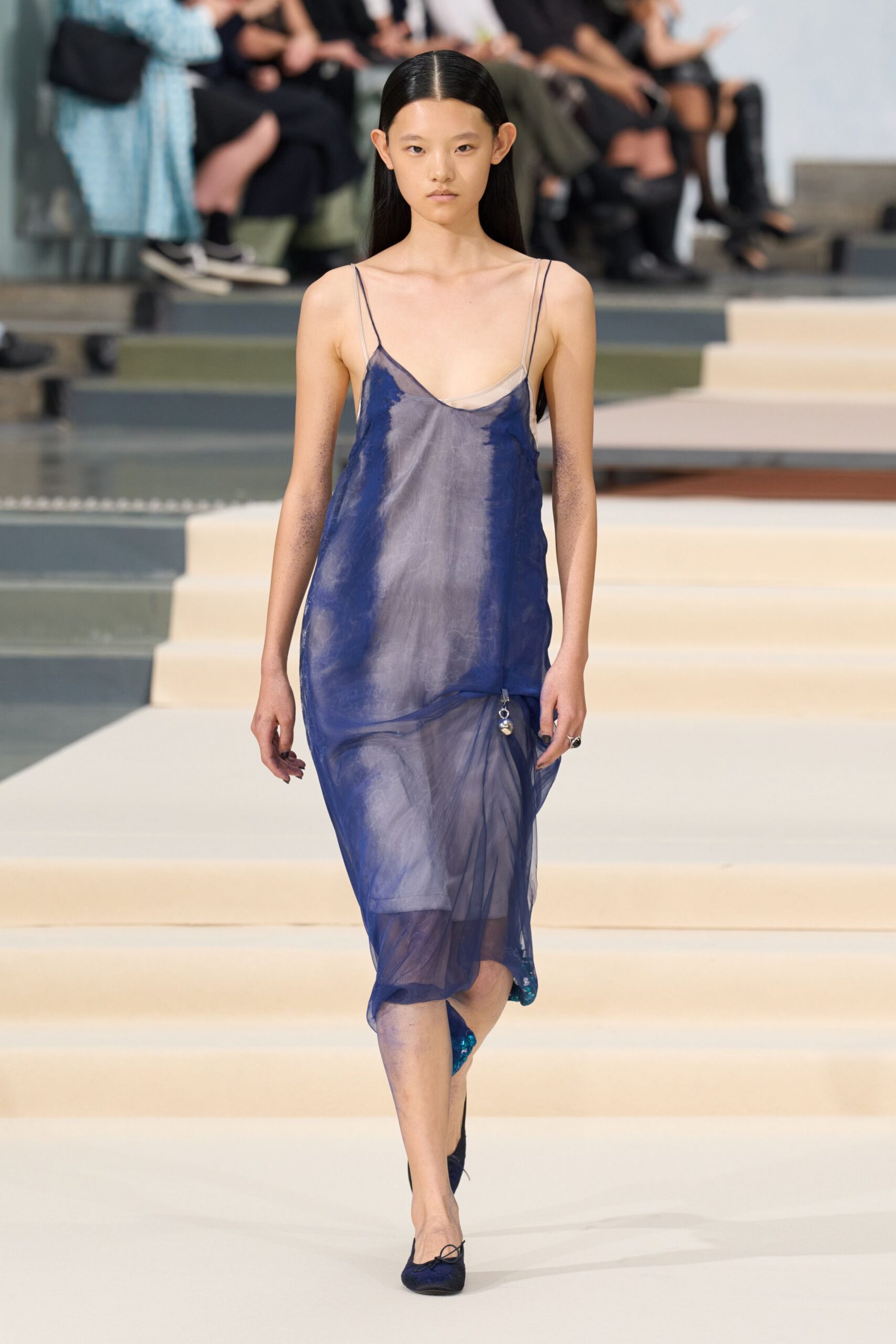 sheer blue slip dress