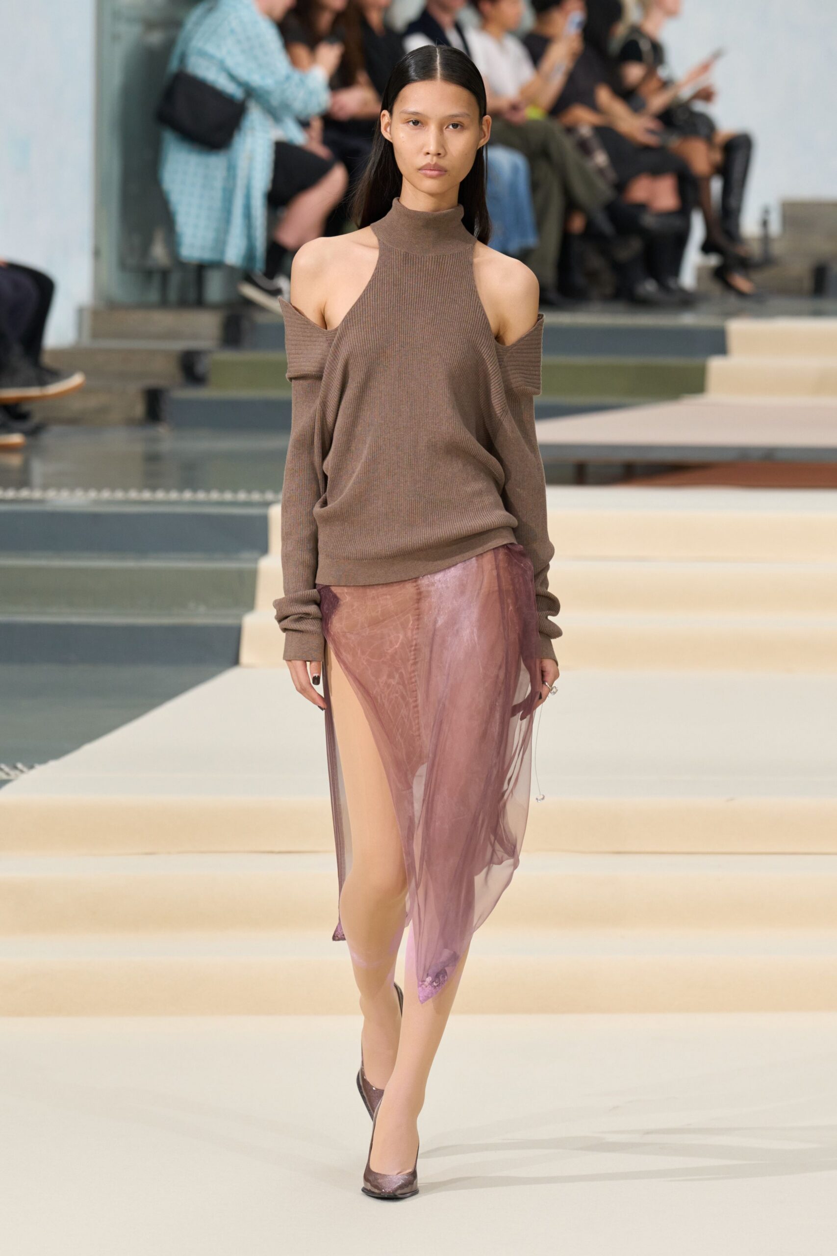 cold-shoulder turtleneck knit sweater