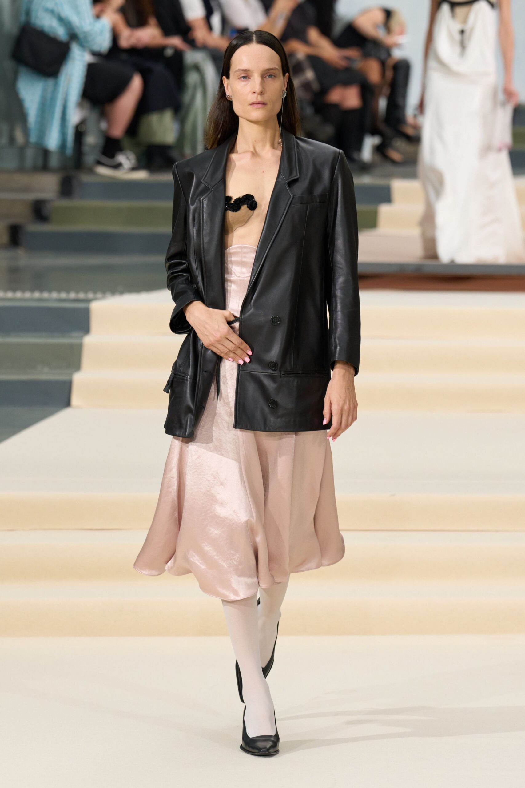 oversized black leather blazer jacket