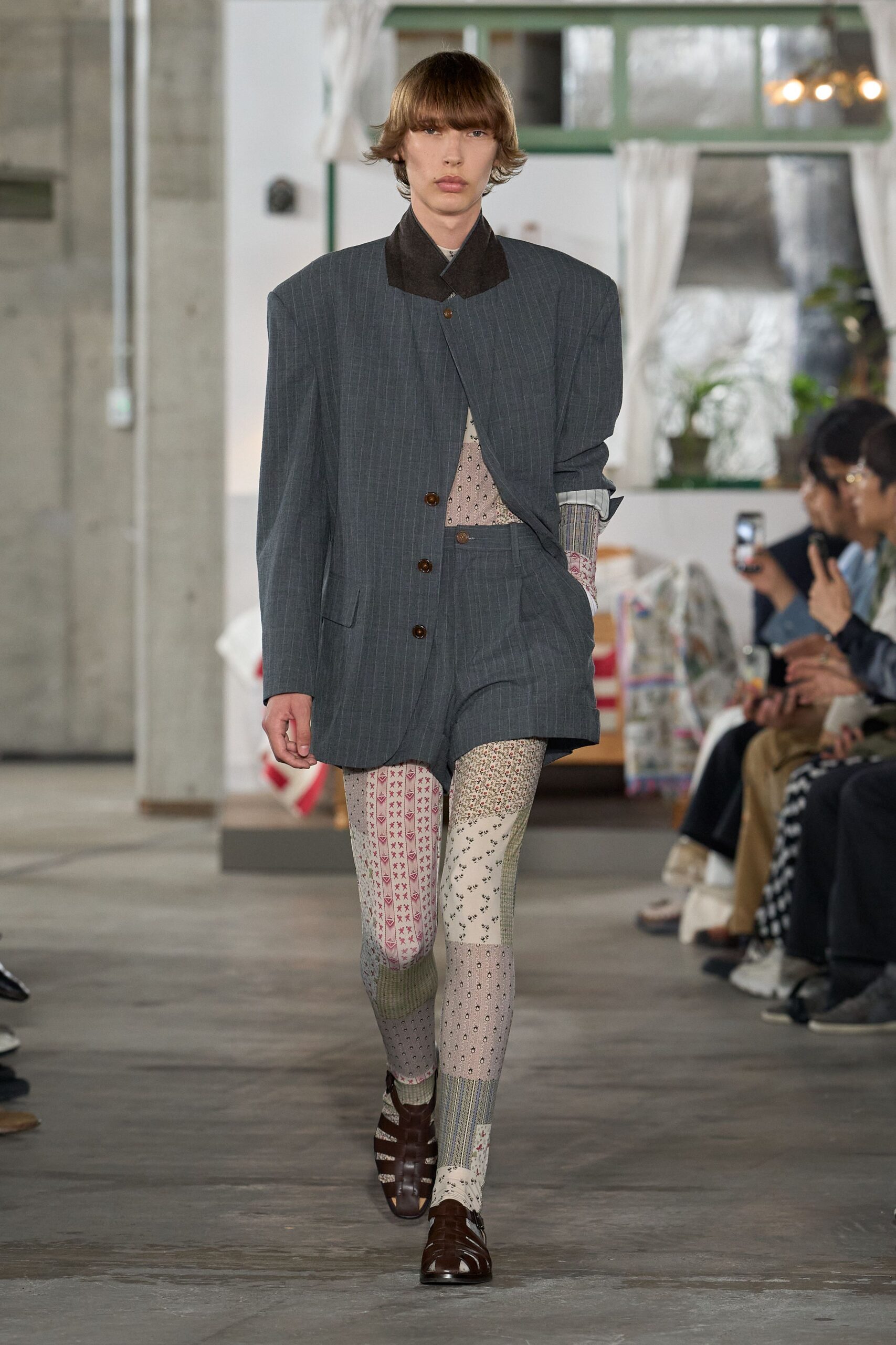 gray pinstriped structured jacket