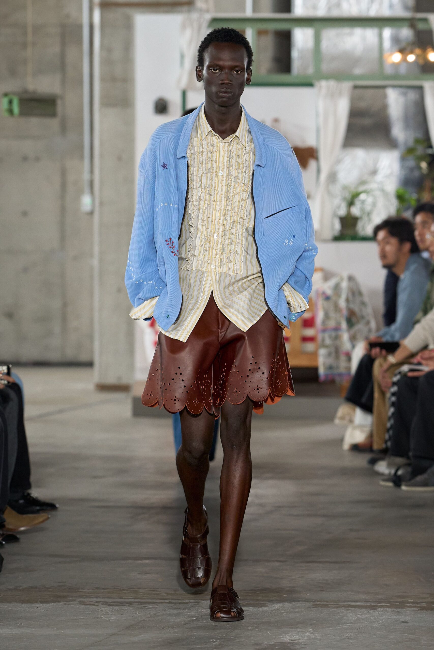 blue knit embroidered jacket