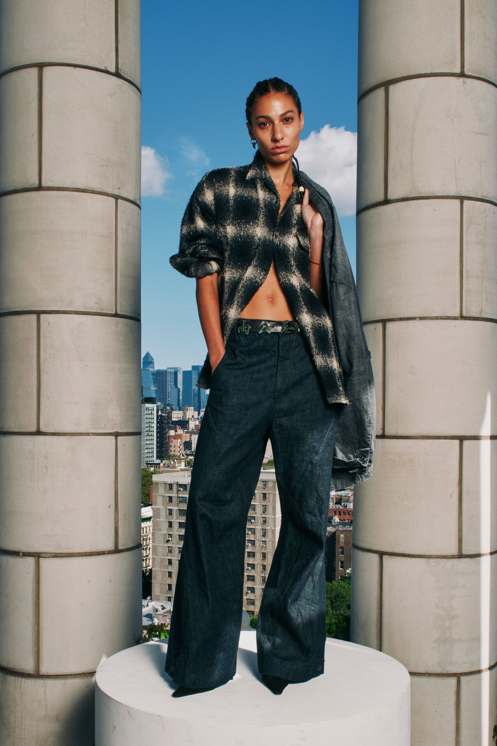 black and white checked overshirt