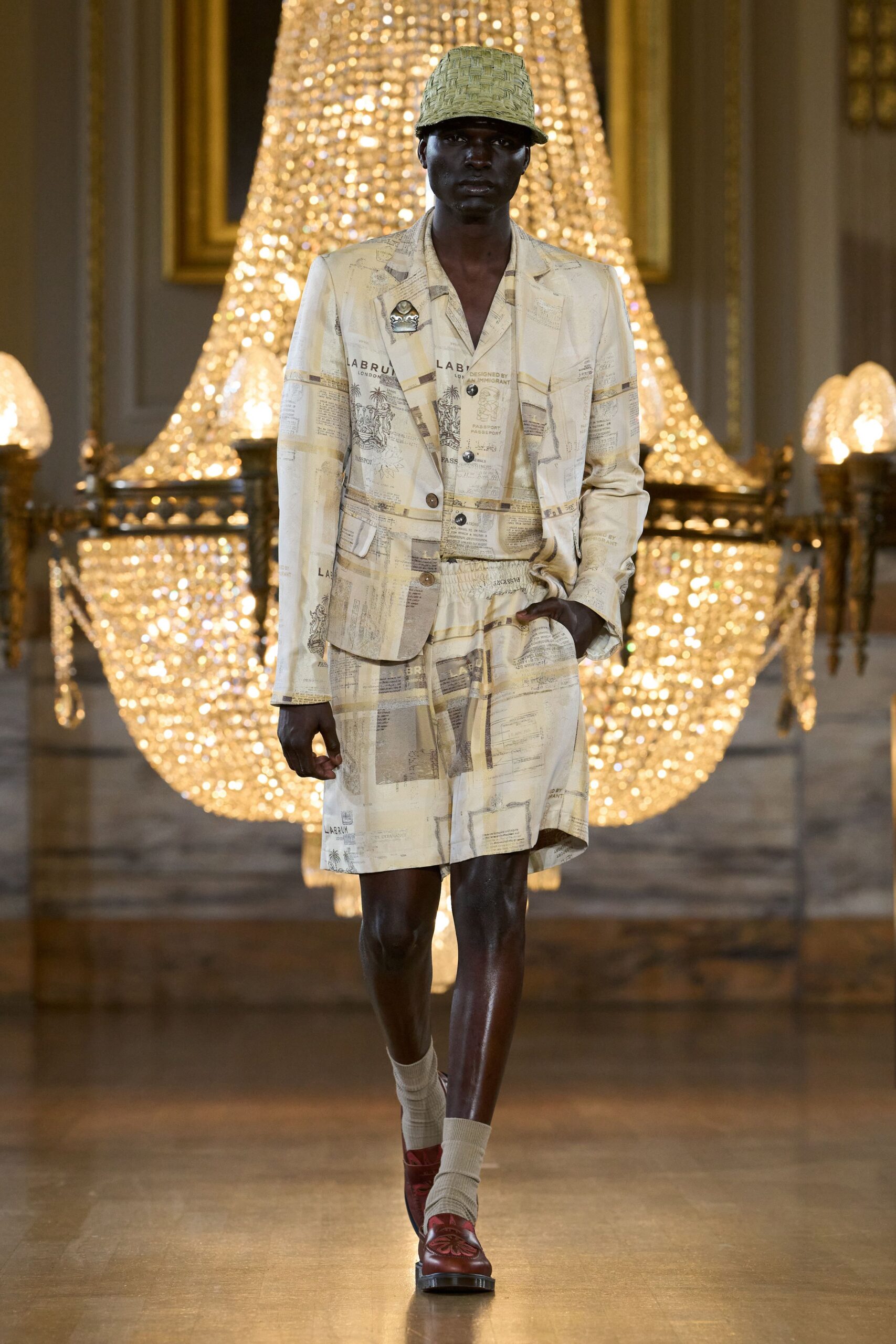 ivory unknown long-sleeve collared tailored printed buttoned blazer