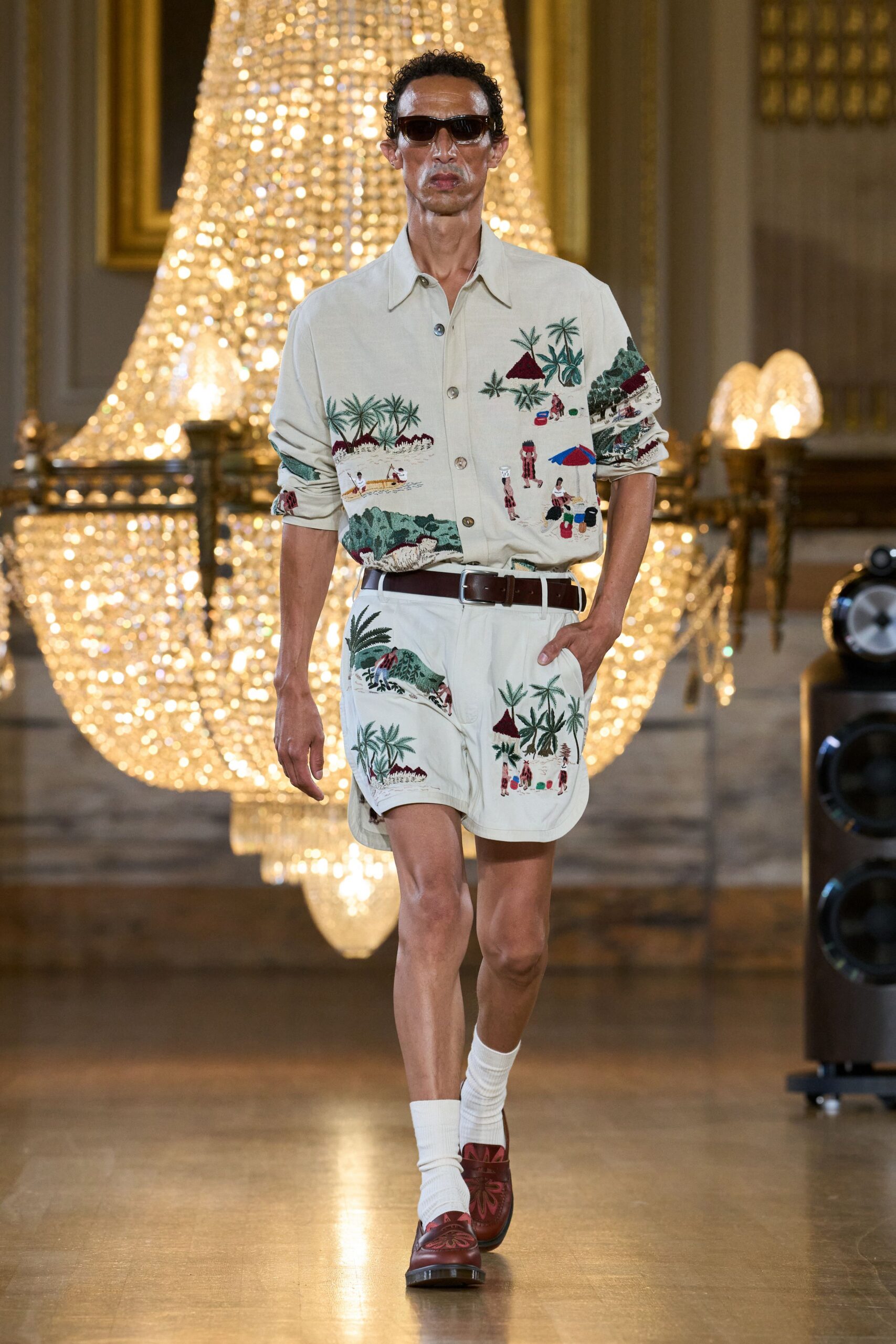 tropical scenic print camp shirt