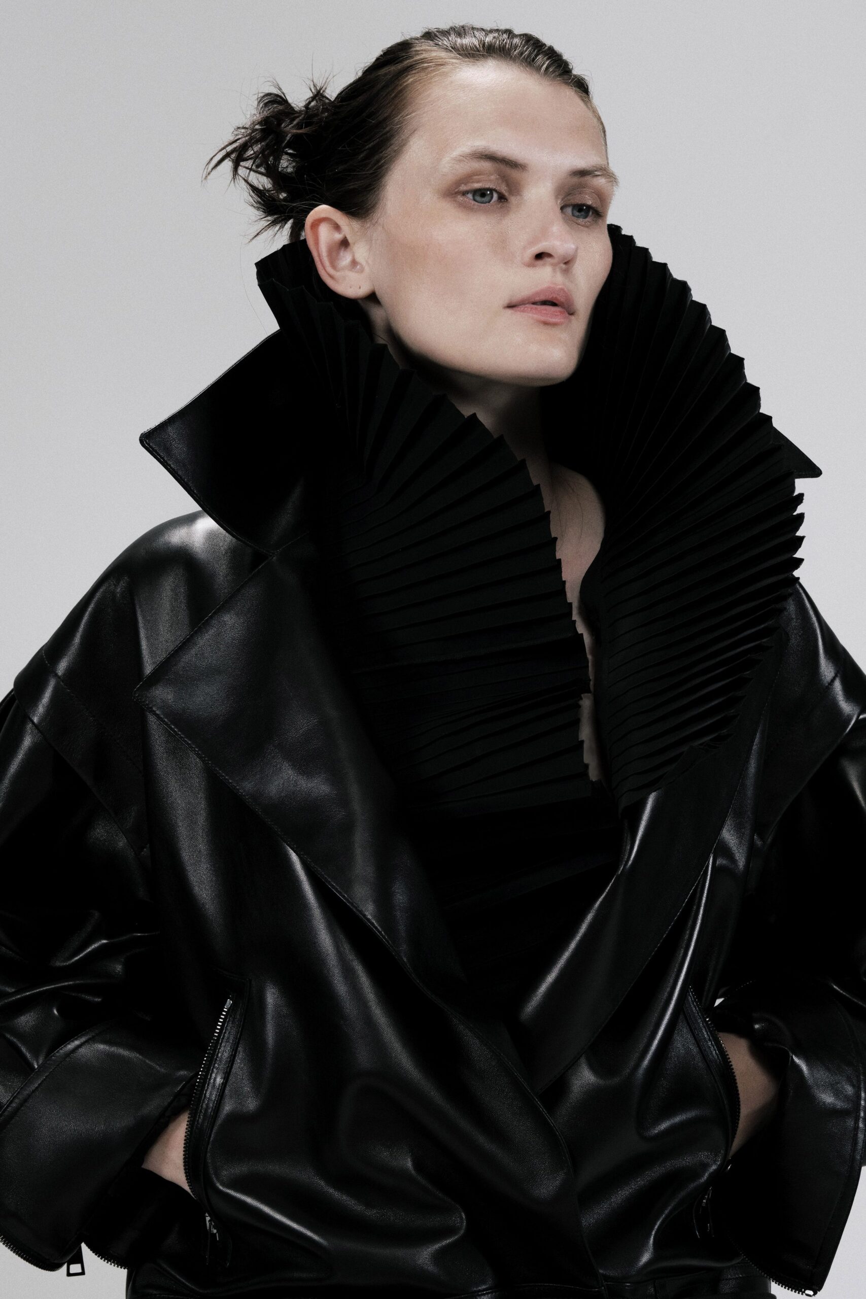 black leather moto jacket