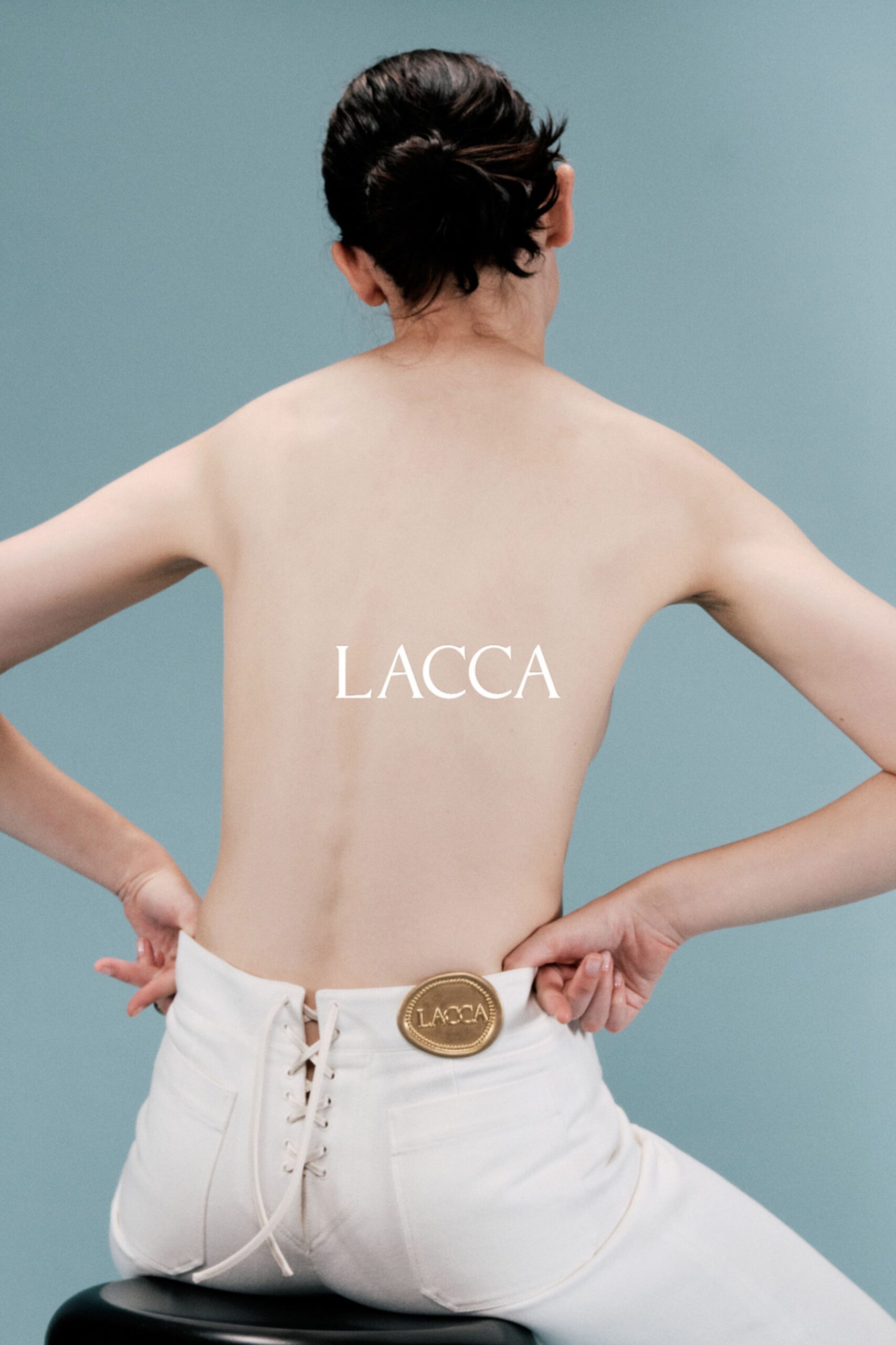 white corset-back trousers
