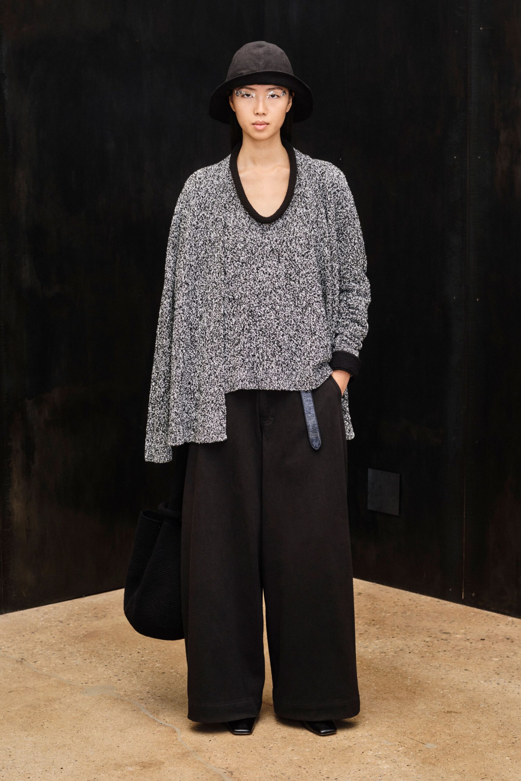 oversized marled v-neck sweater