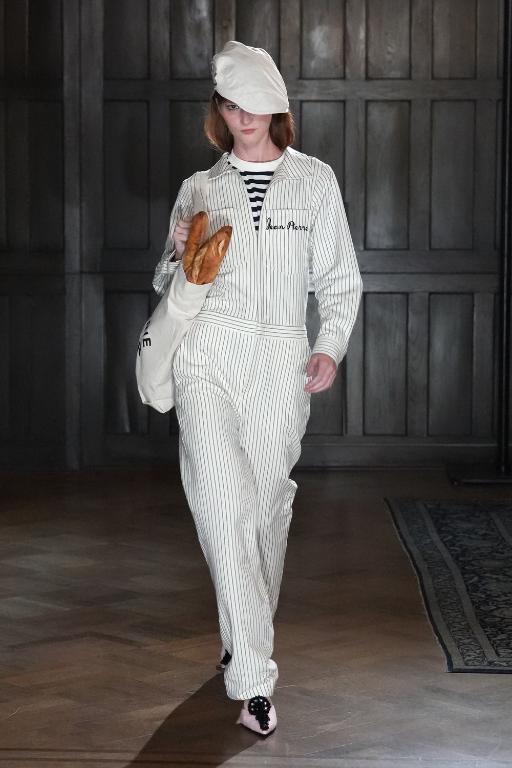 white unknown long-sleeve collared relaxed pinstriped jumpsuit