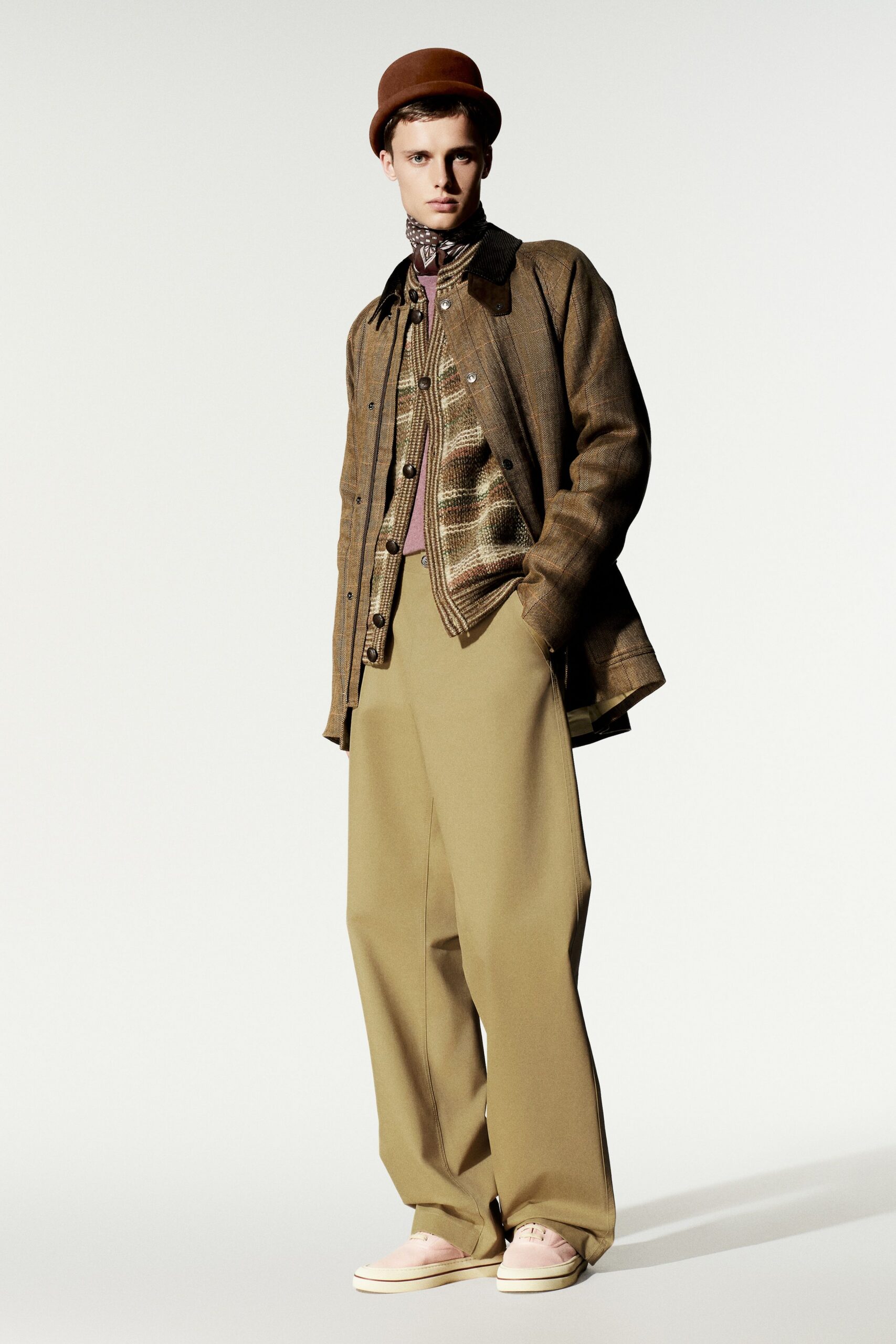 brown herringbone field jacket