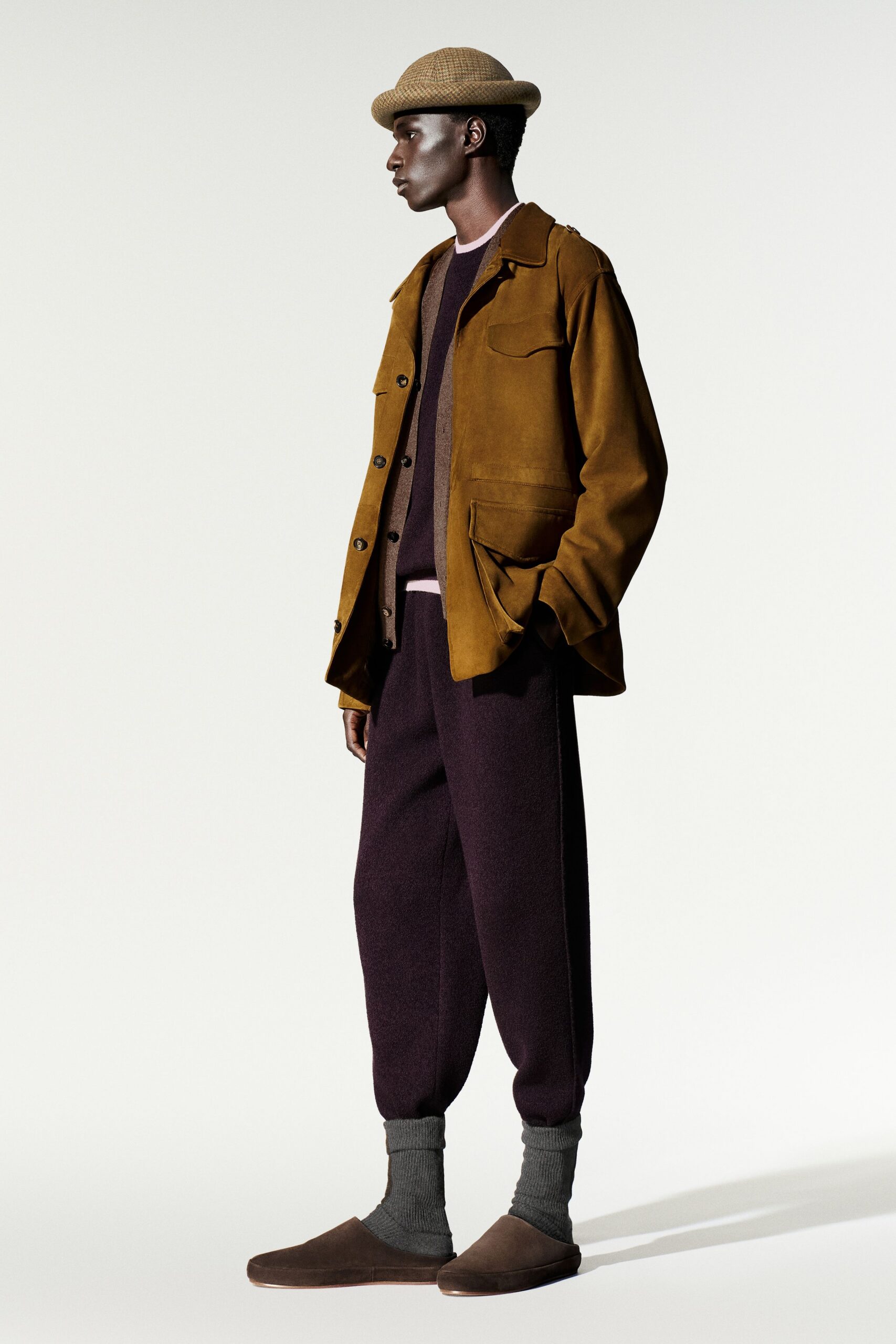 brown suede safari jacket