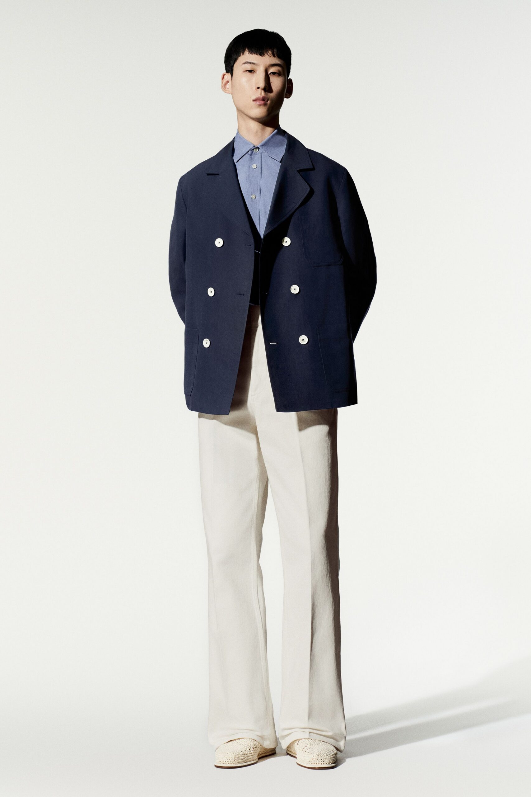 oversized double-breasted navy blazer