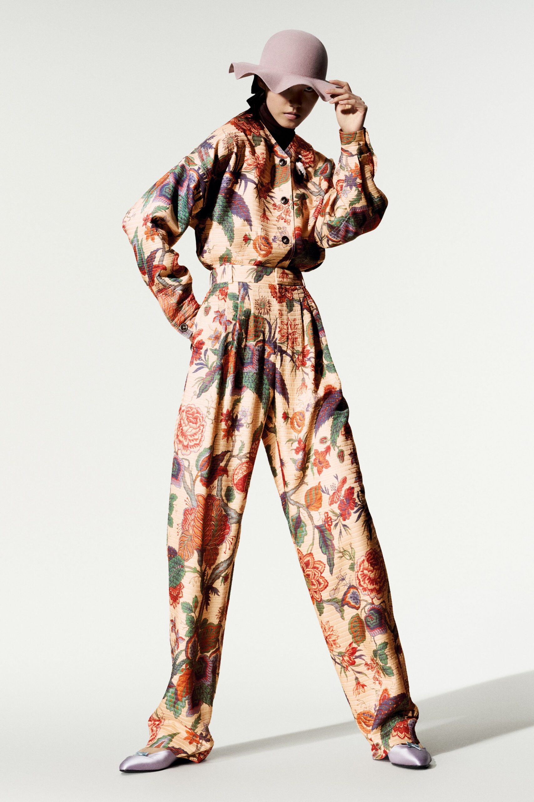 floral quilted blouson jacket