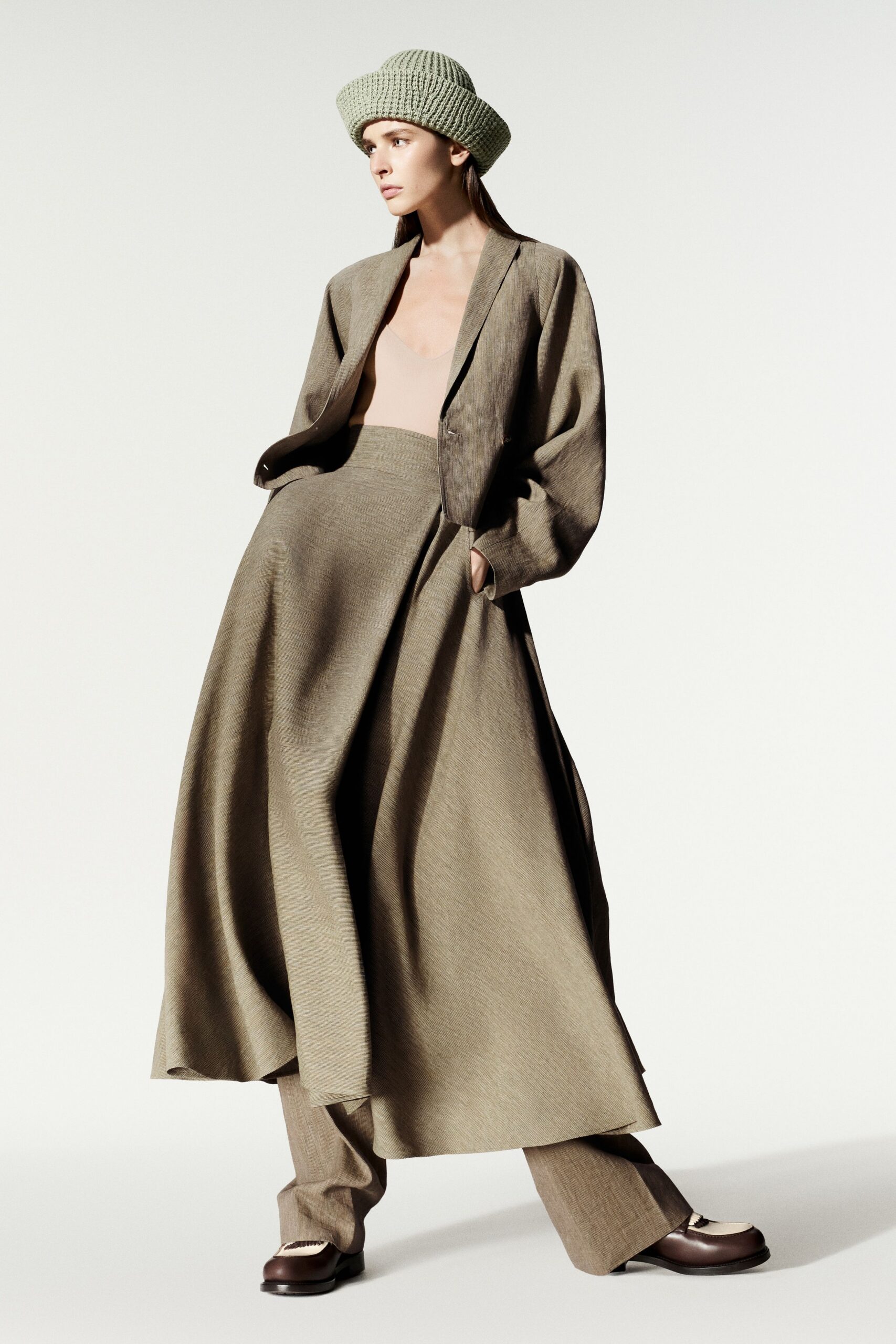 beige unknown sleeveless v-neck layered flowing maxi dress