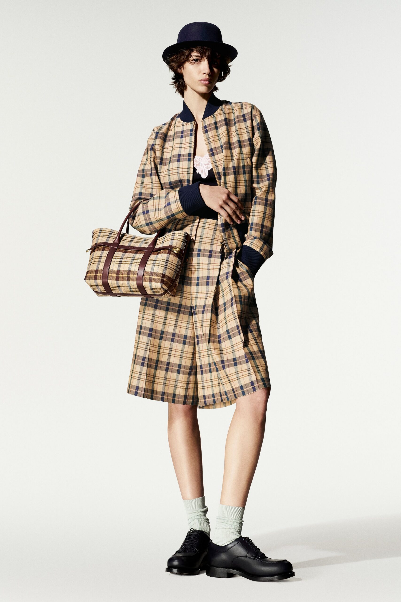checked bomber jacket