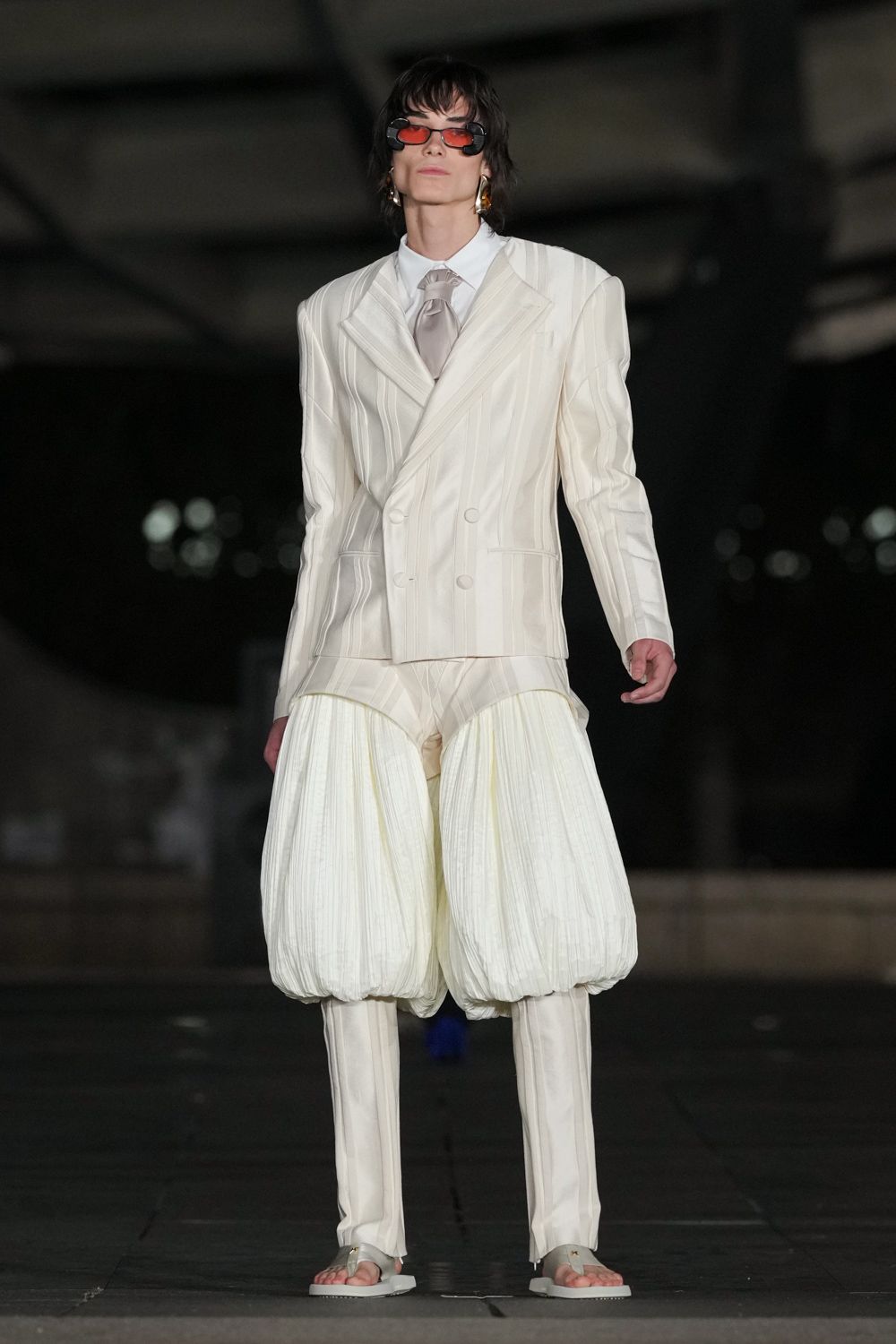 ivory unknown striped textured pants