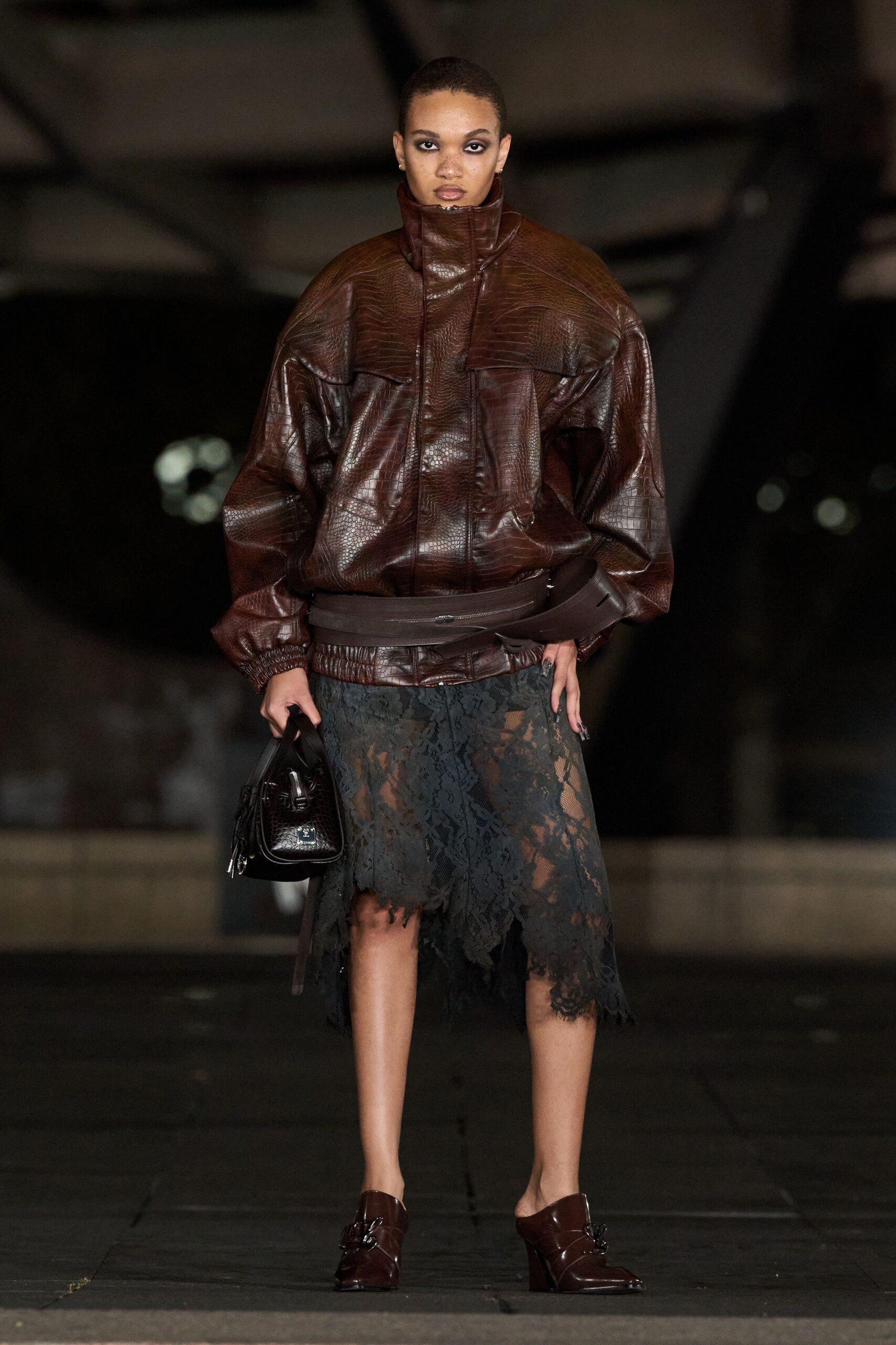 brown leather layered belt