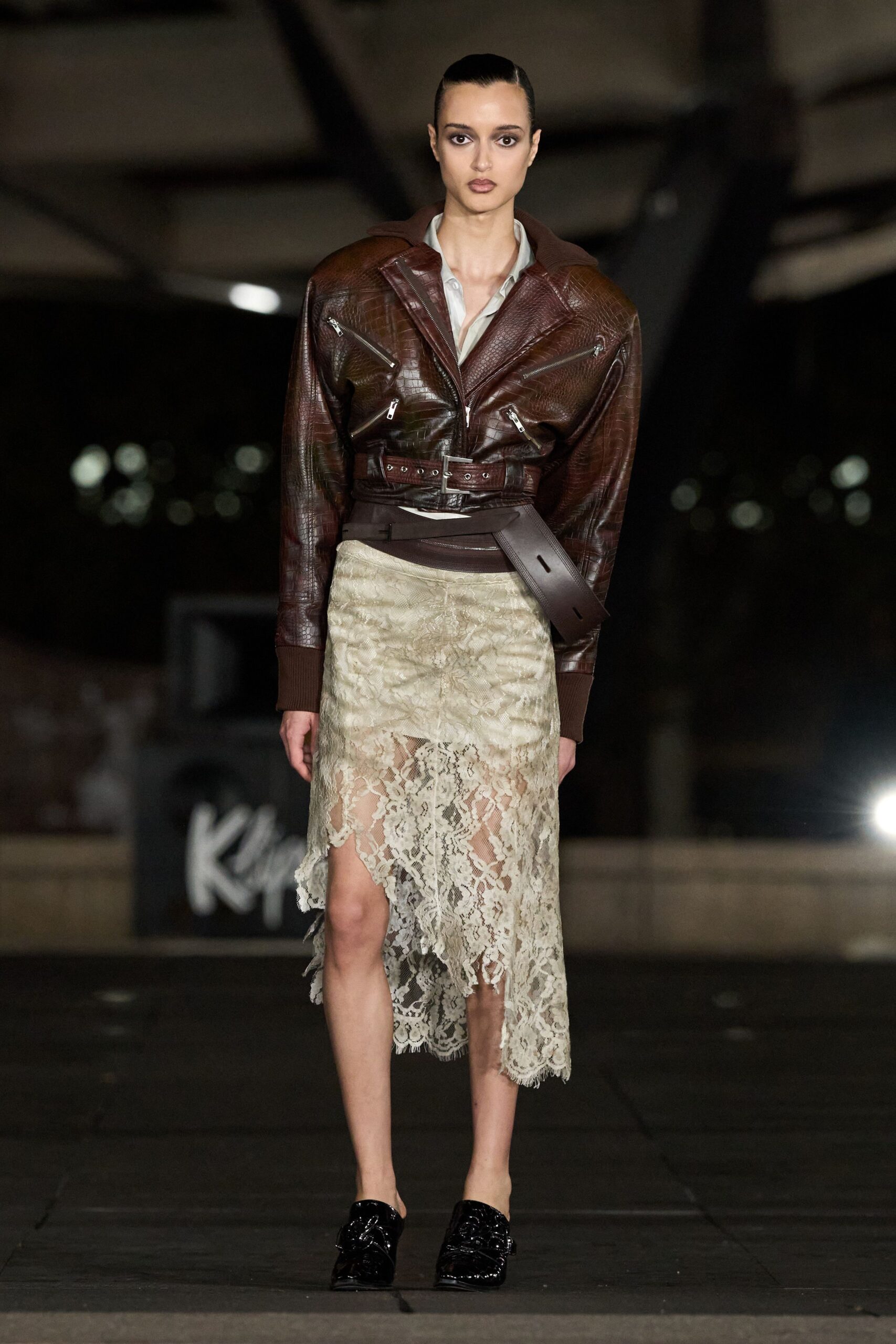brown leather layered buckled belt