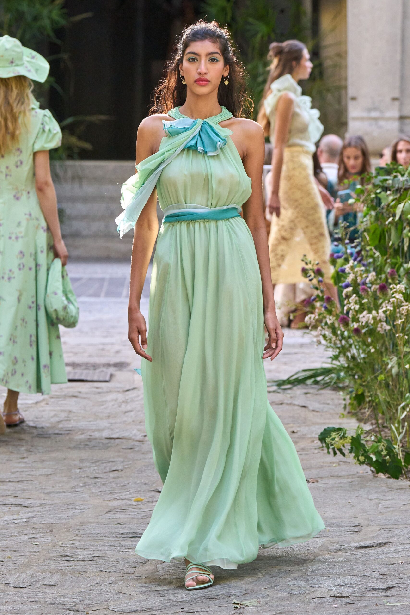 green unknown strappy open-toe sandals