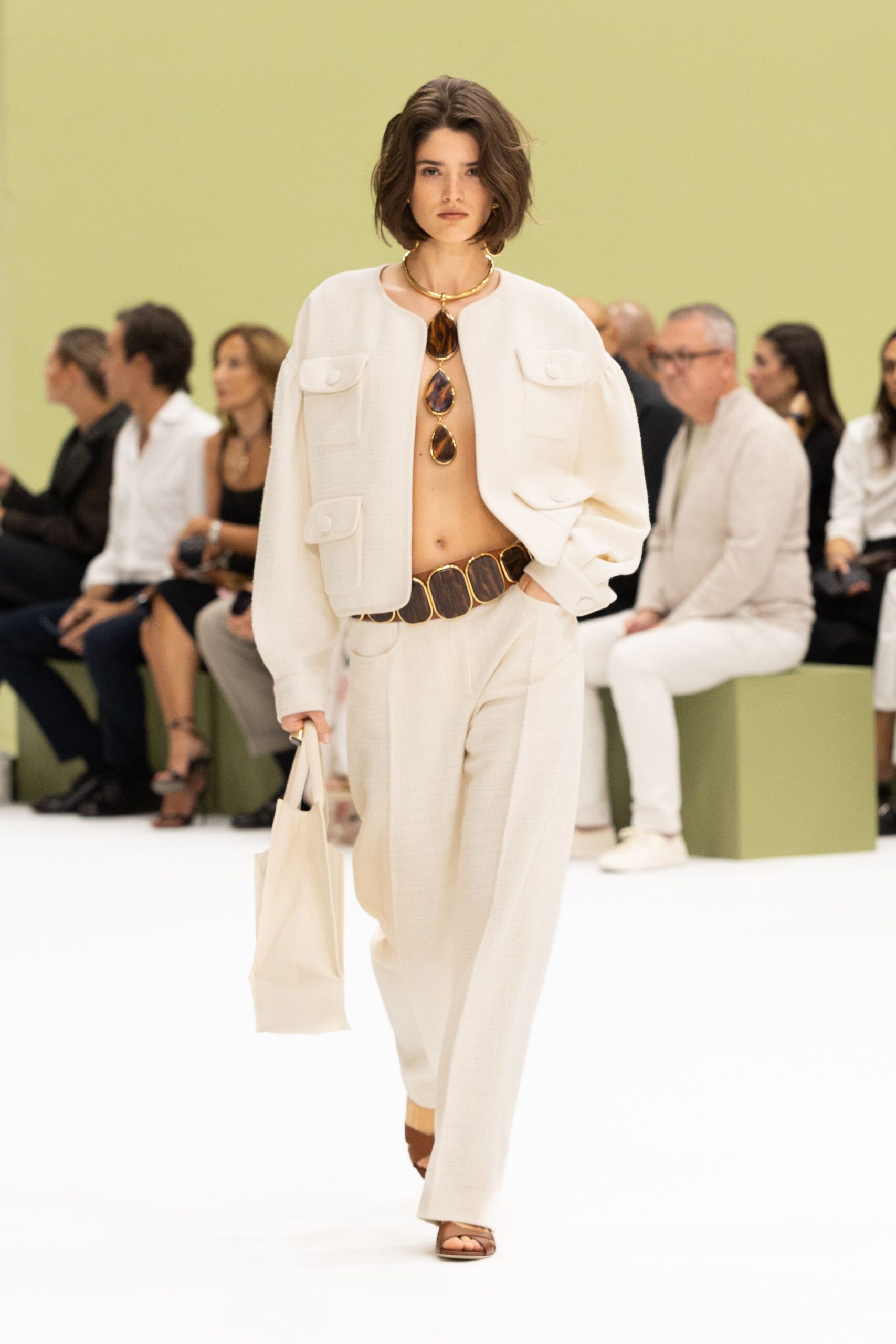 ivory cropped collarless jacket