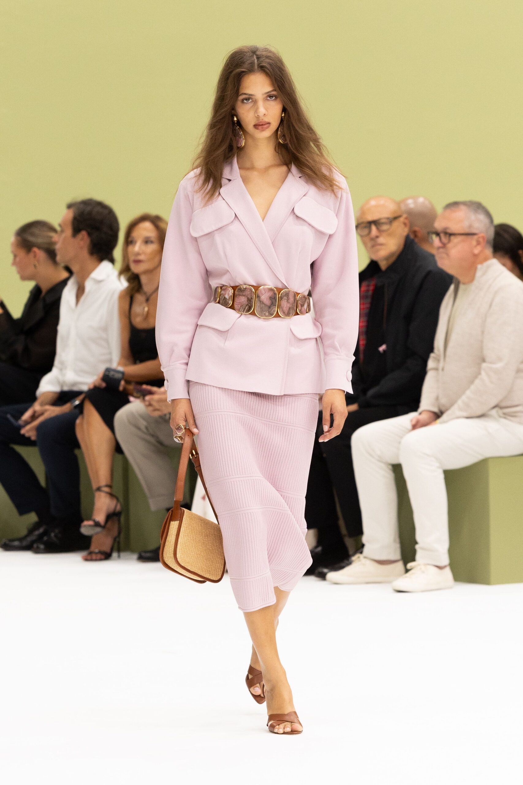 pink belted safari blazer