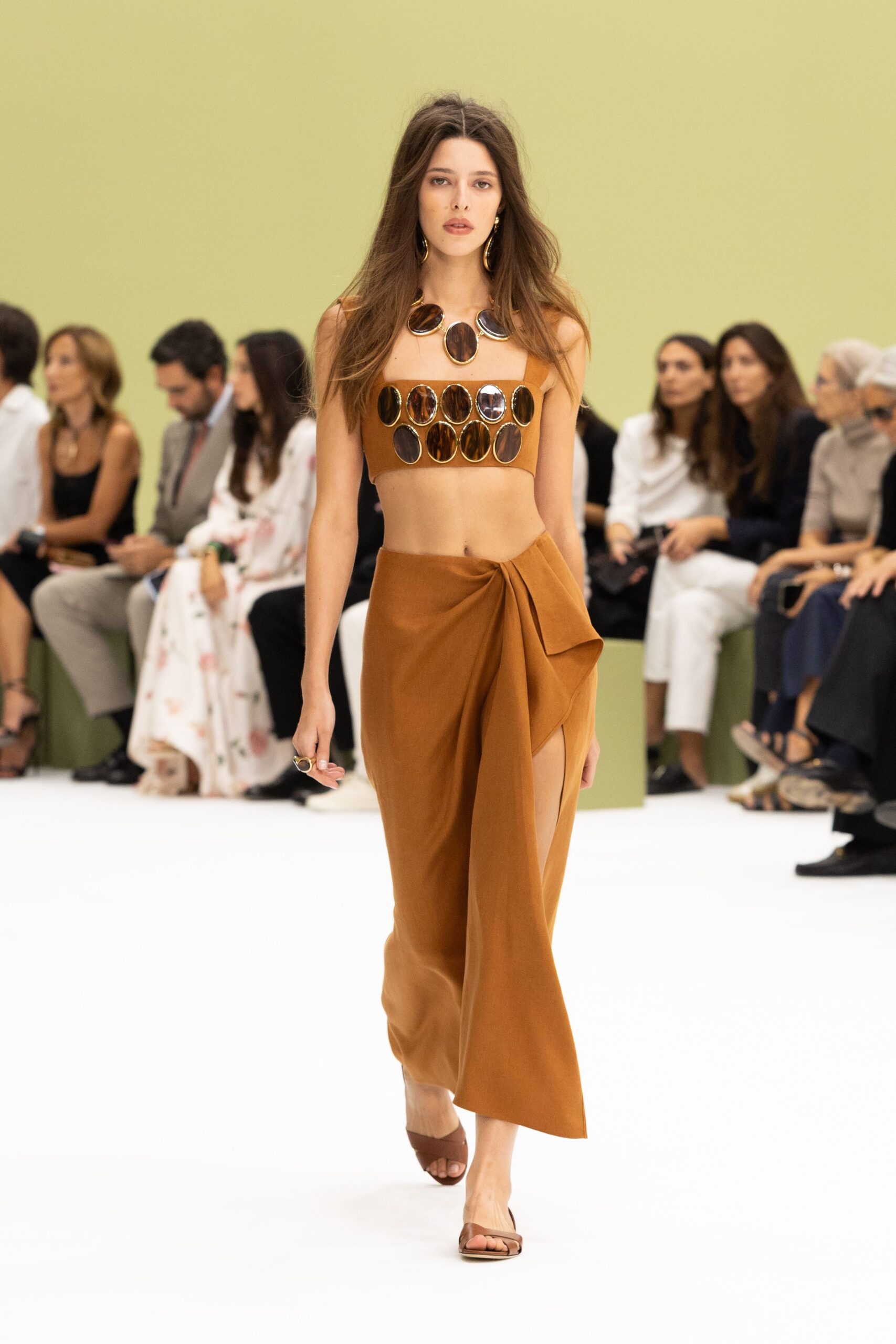 brown unknown wrap slit draped knotted flowing skirt