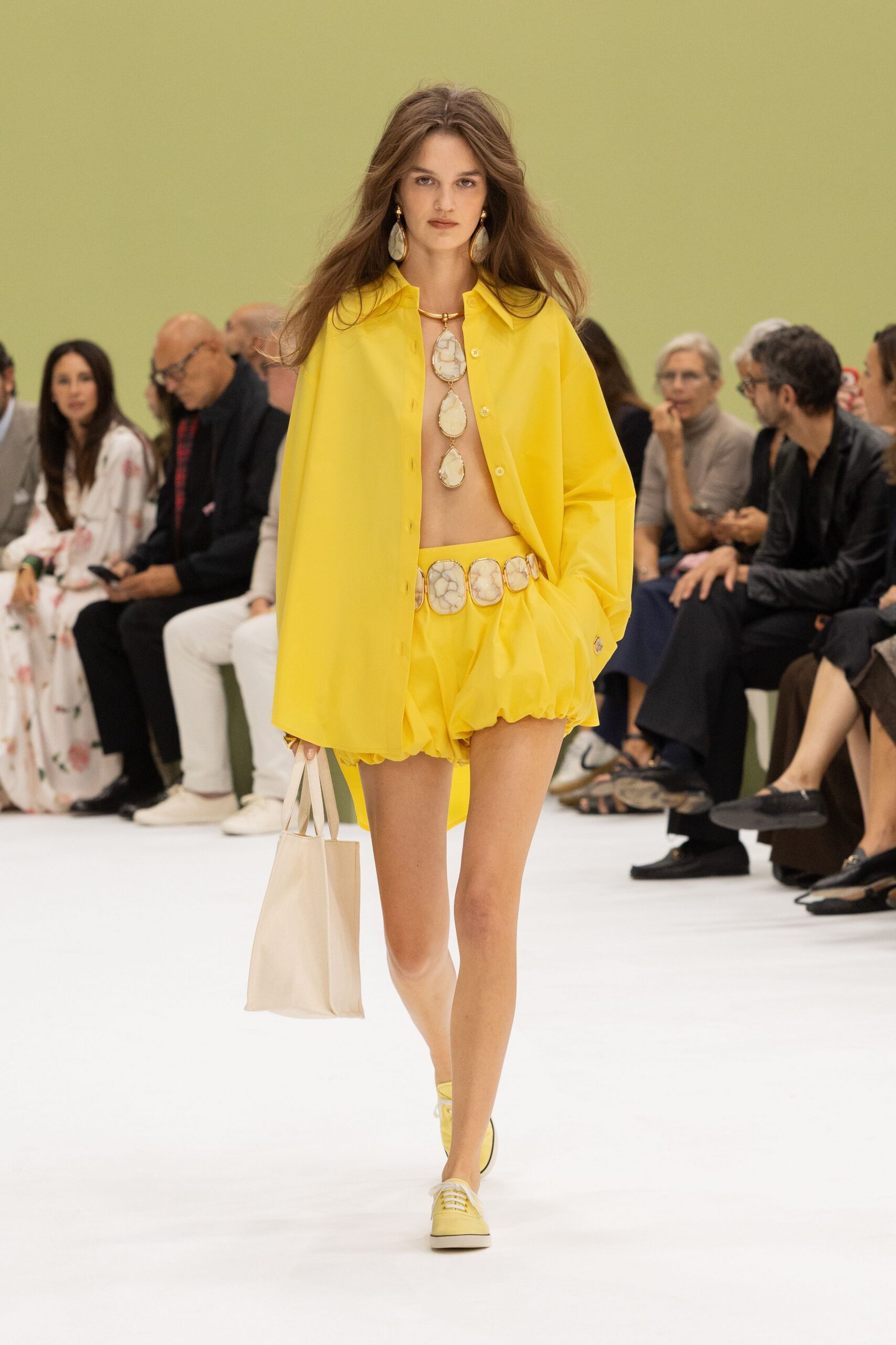 yellow unknown long-sleeve collared oversized buttoned flowing shirt