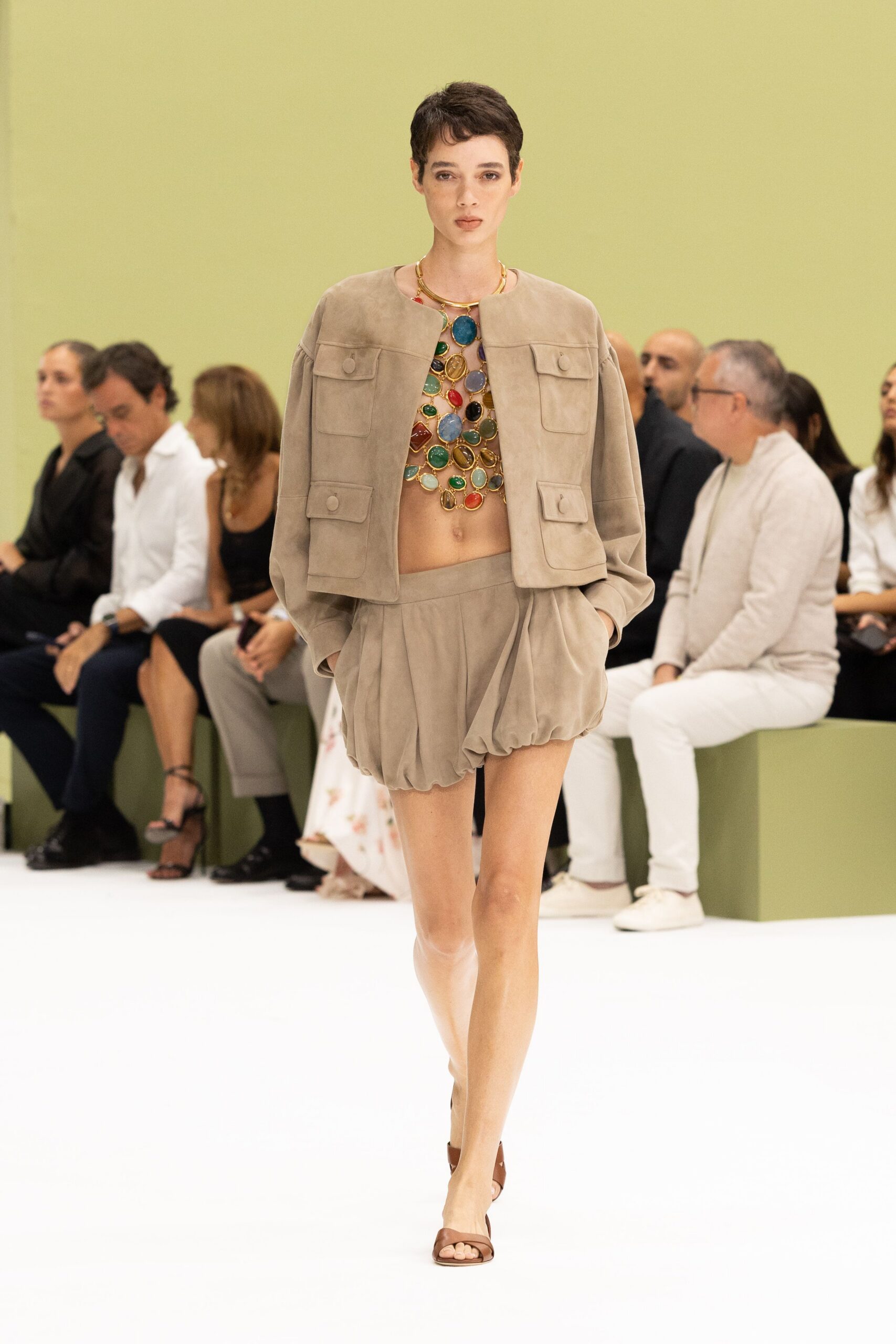 cropped suede safari jacket