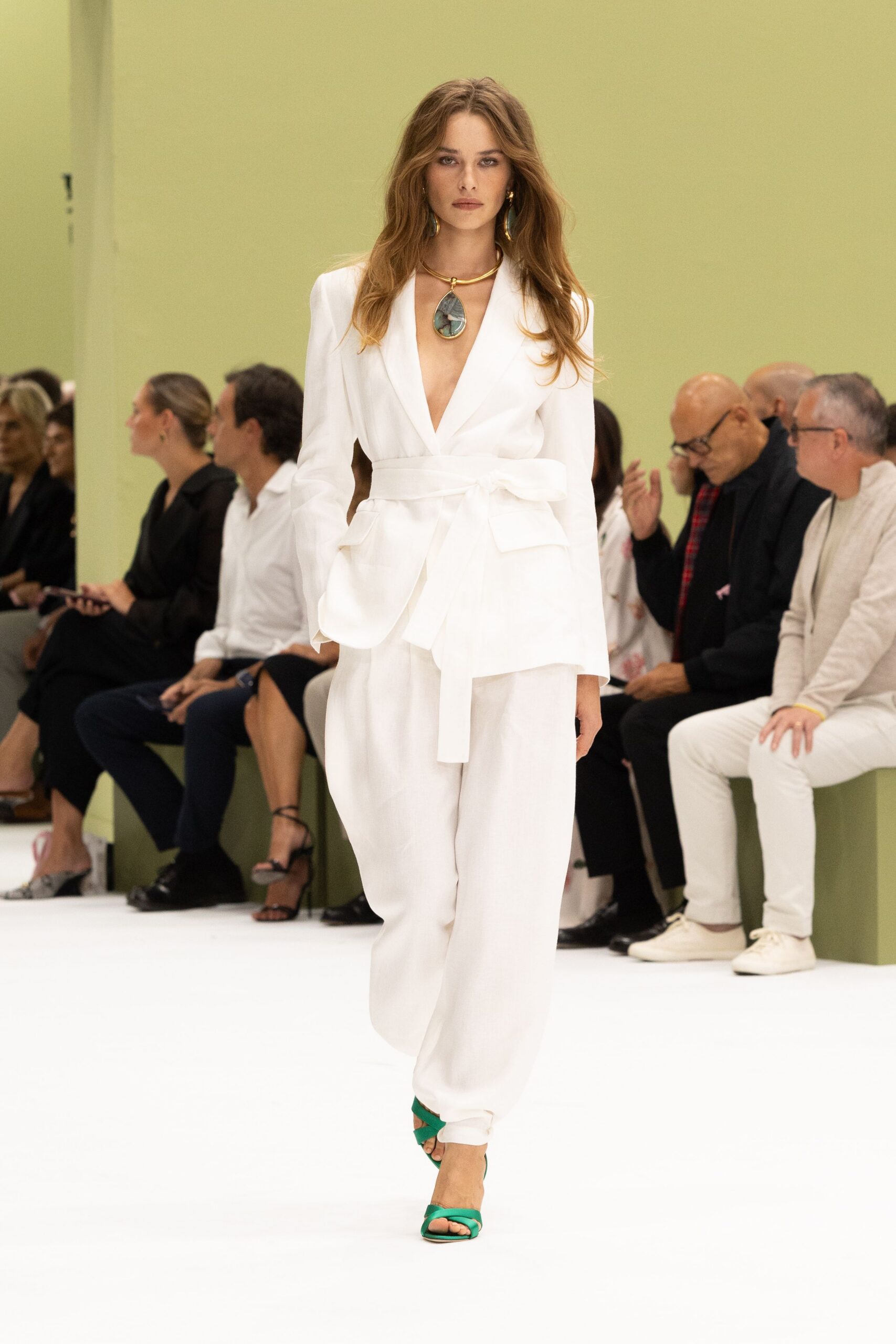 white belted tuxedo-style blazer