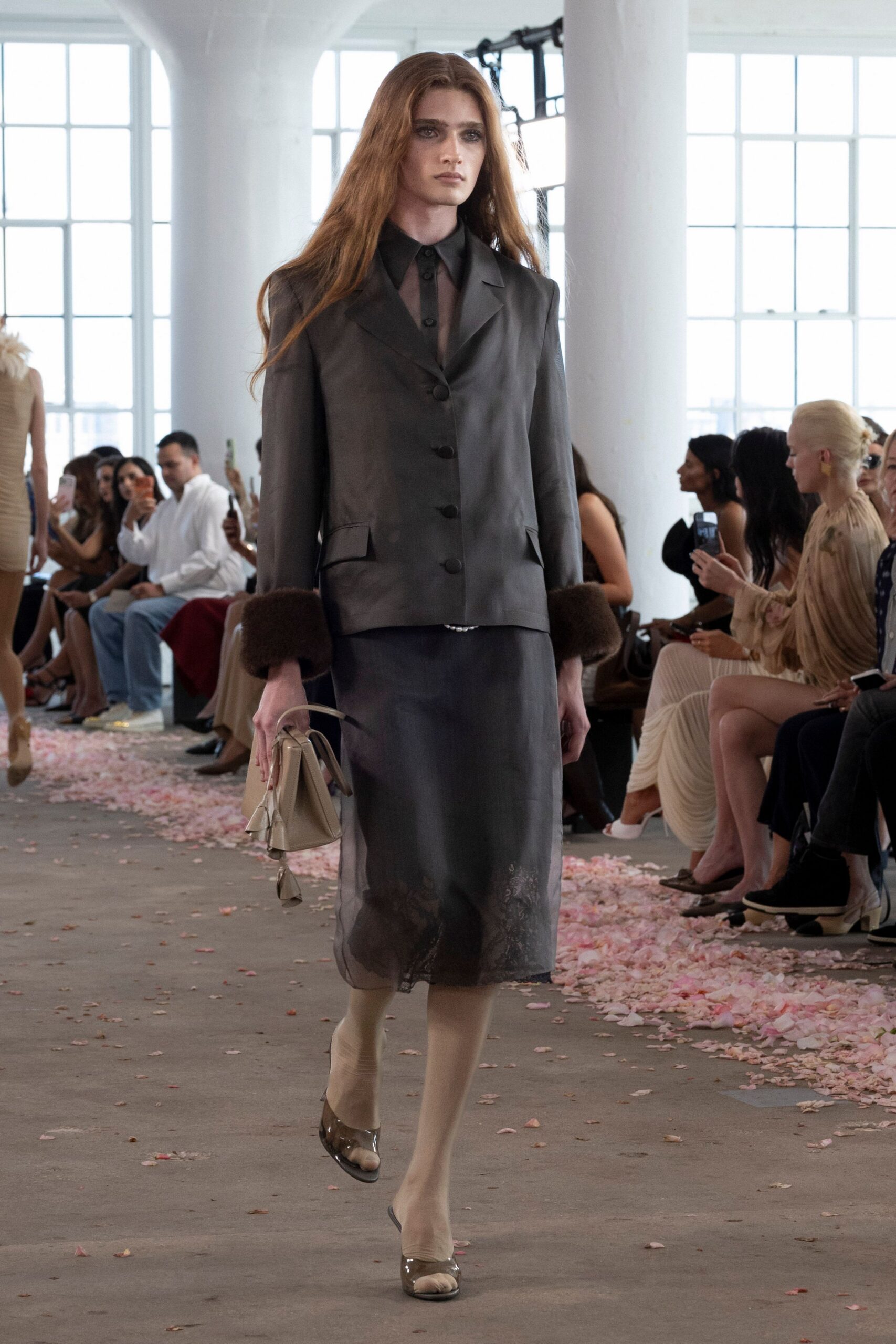 black collared sheer shirt