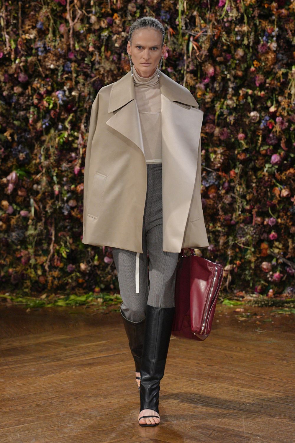 beige unknown collared open-front oversized cape