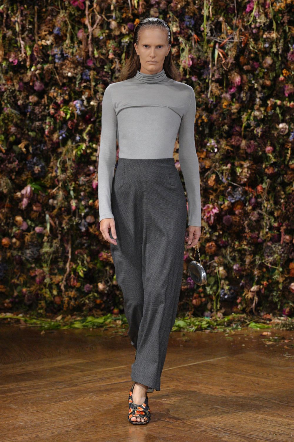 gray turtleneck top