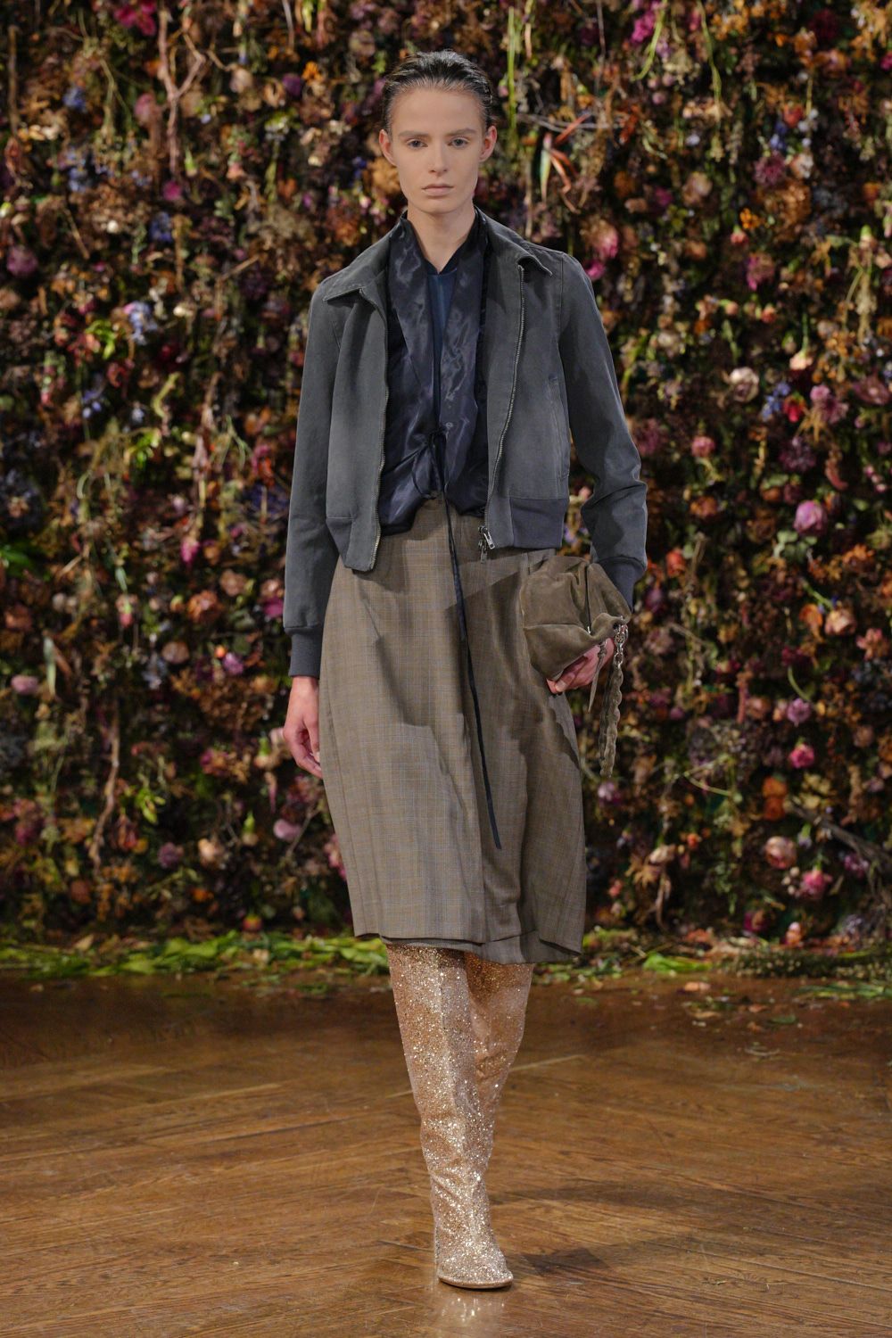 gray unknown long-sleeve collared structured zippered cropped jacket