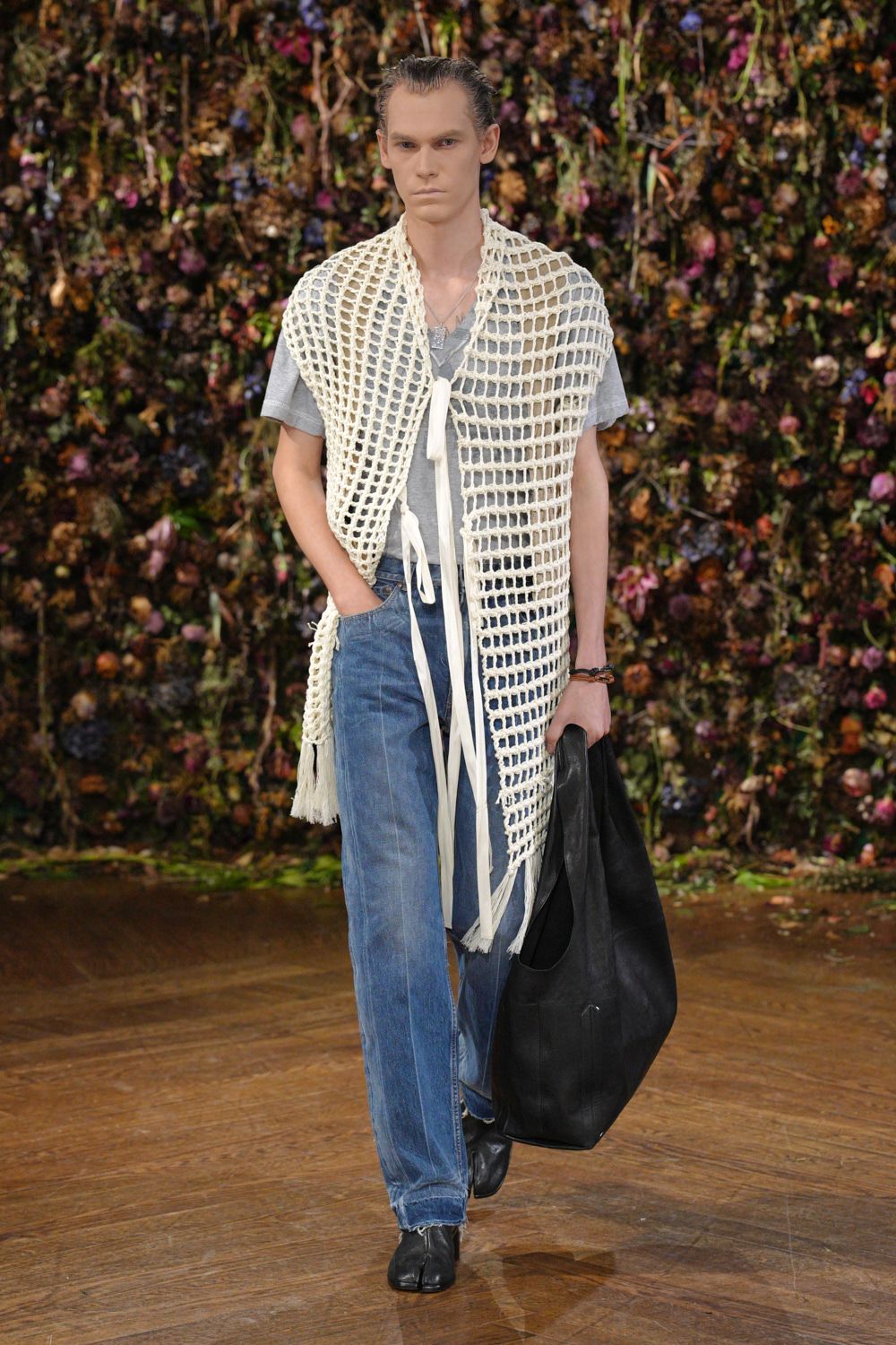 ivory open-knit net scarf