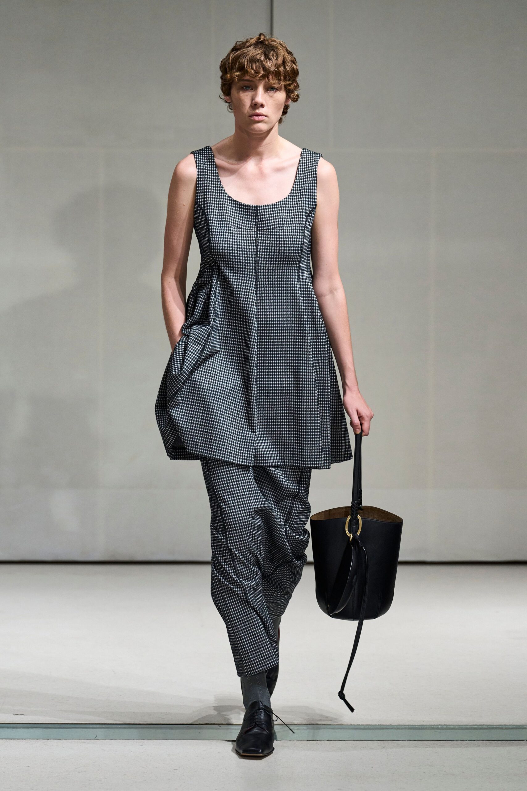 black and white gingham tunic top