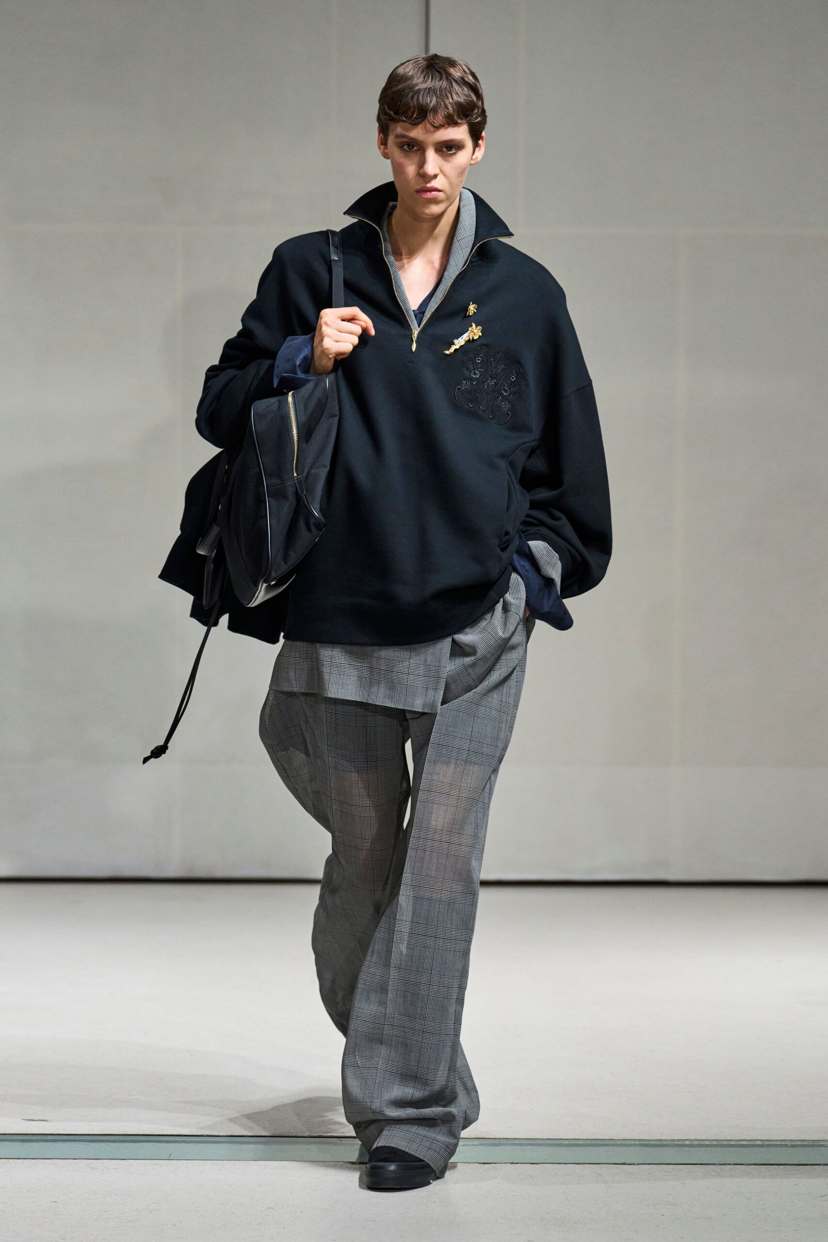 blue collared long-sleeve shirt
