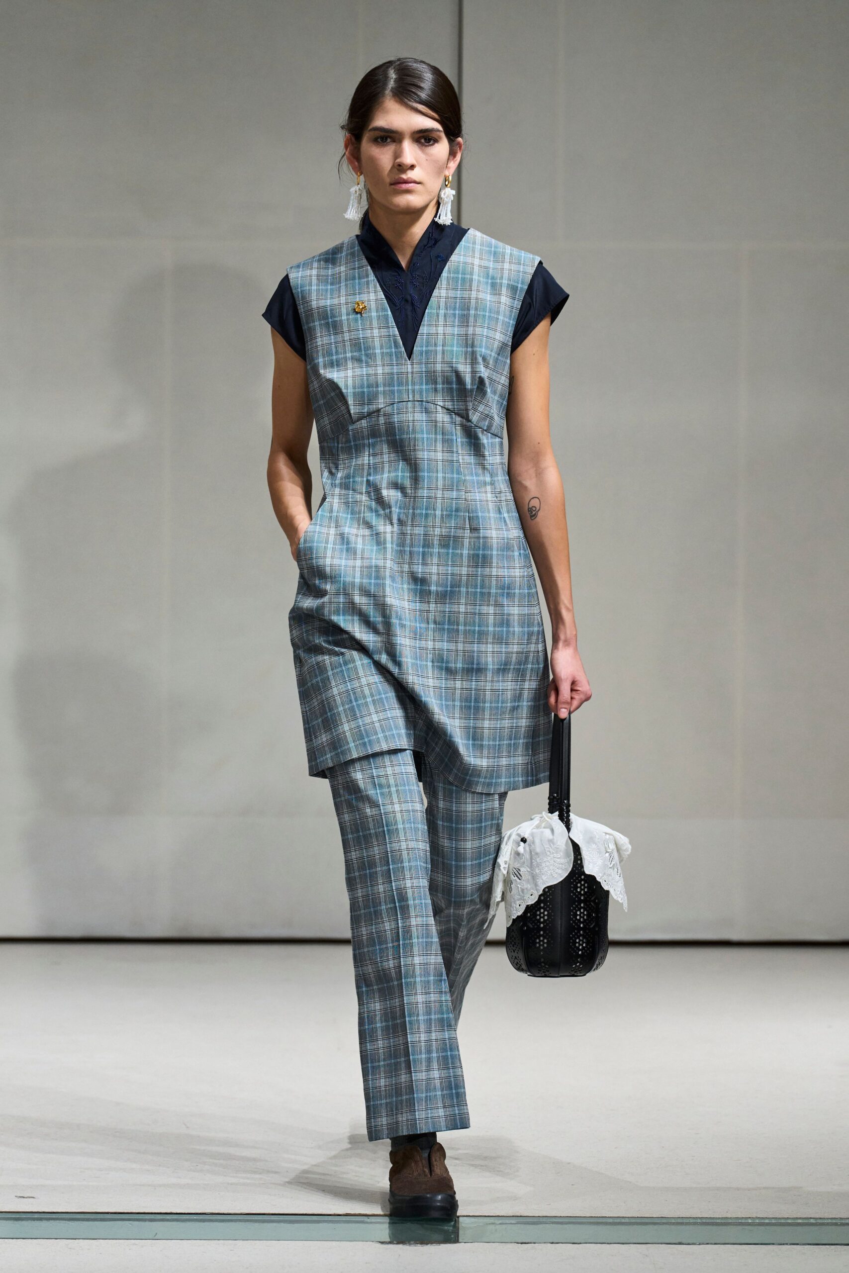blue plaid tunic dress