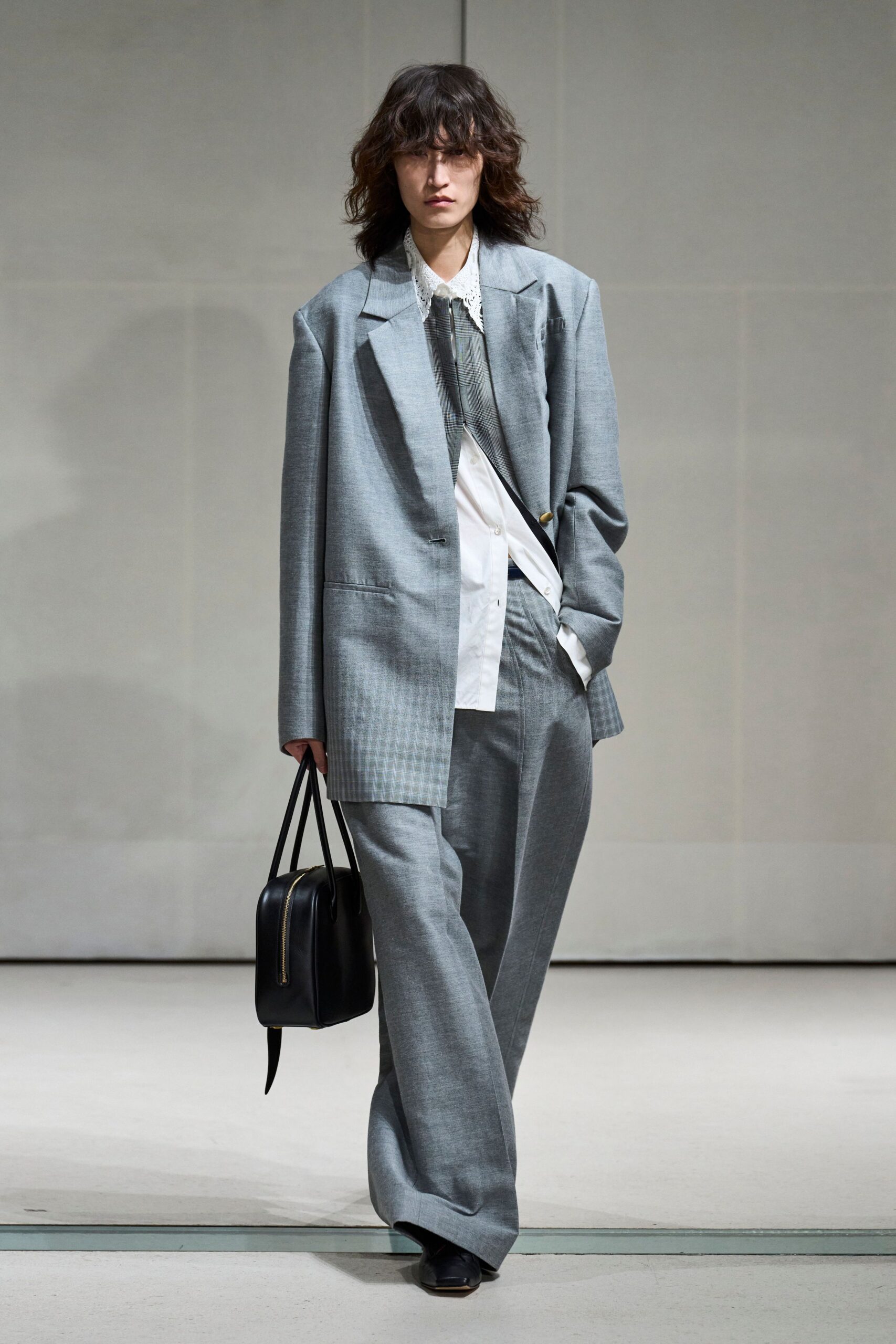 oversized gray checked blazer