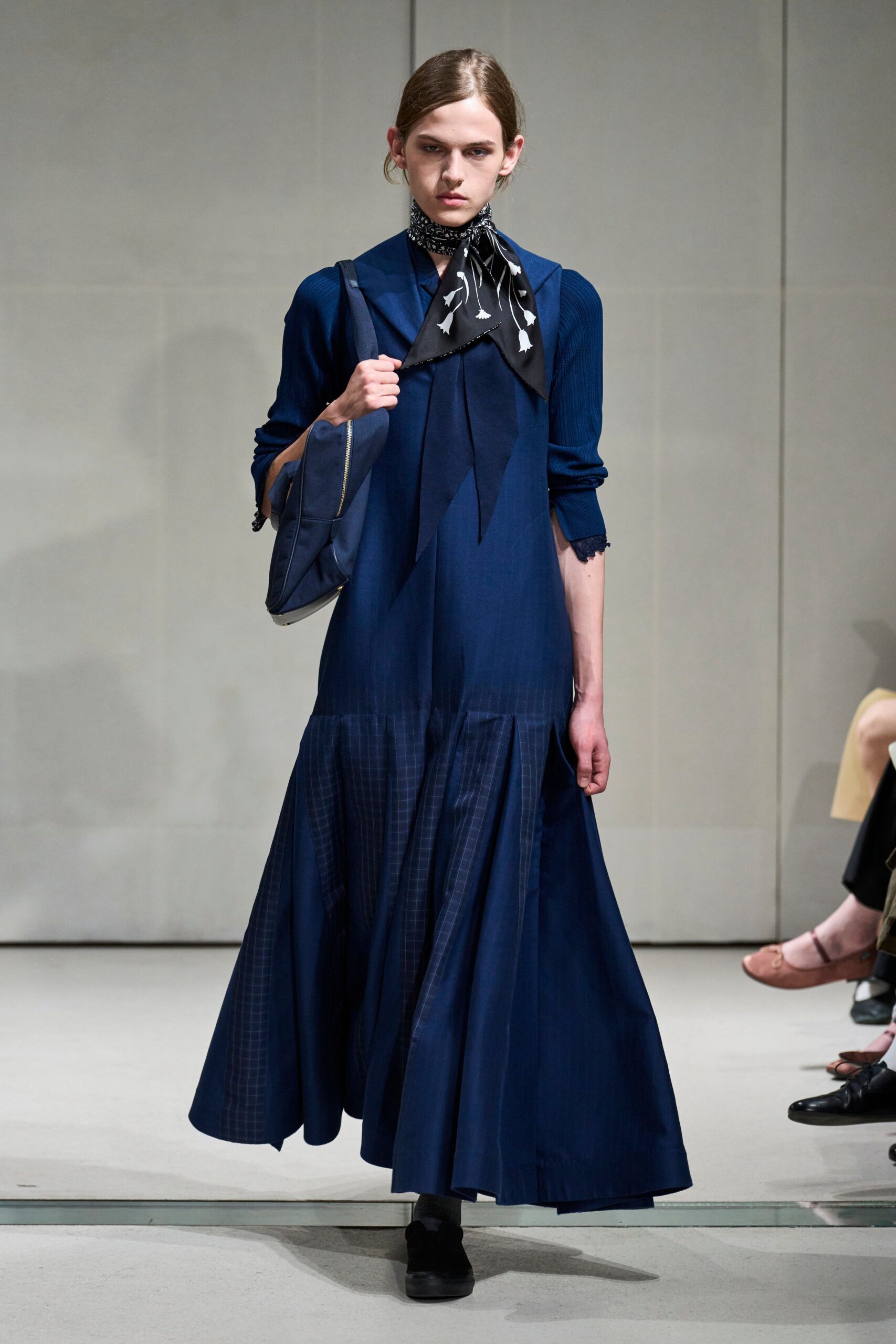 navy drop-waist maxi dress