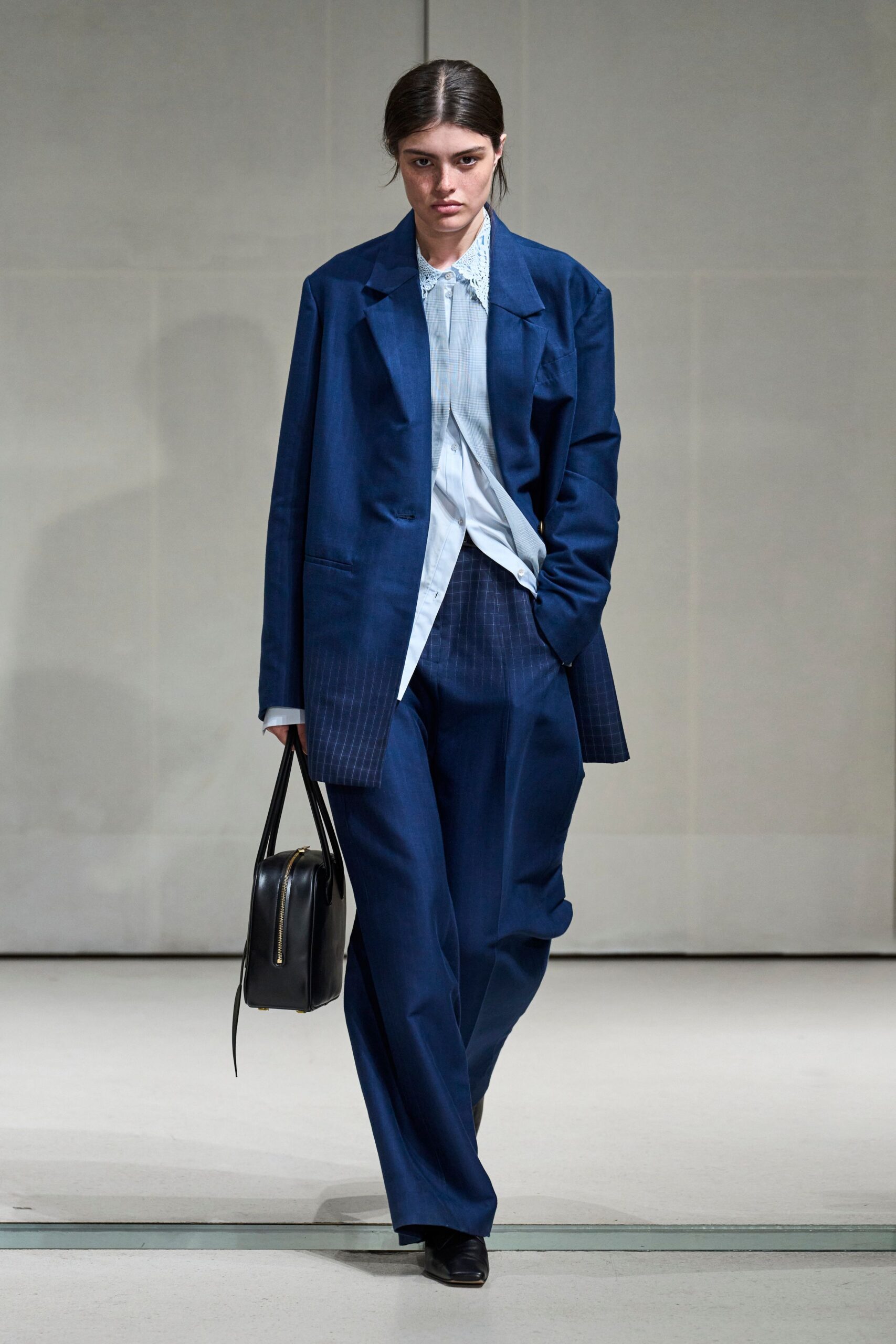 oversized blue pinstripe blazer