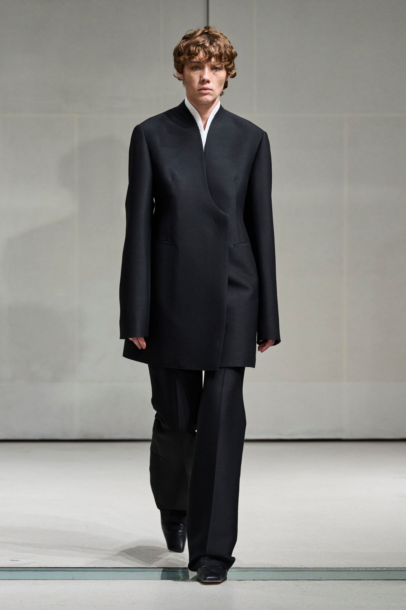 asymmetric black tailored coat