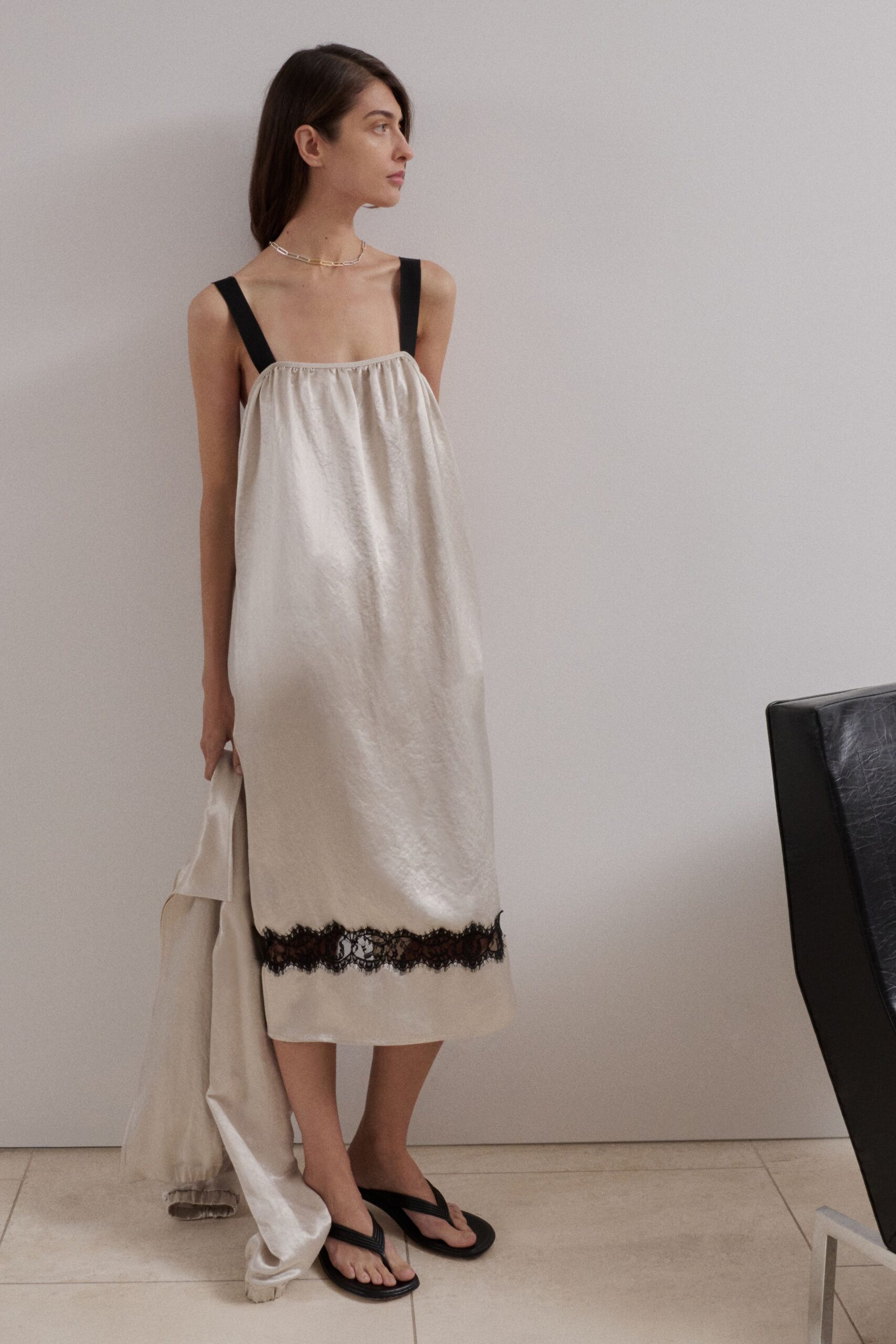 ivory satin shiny flowing scarf