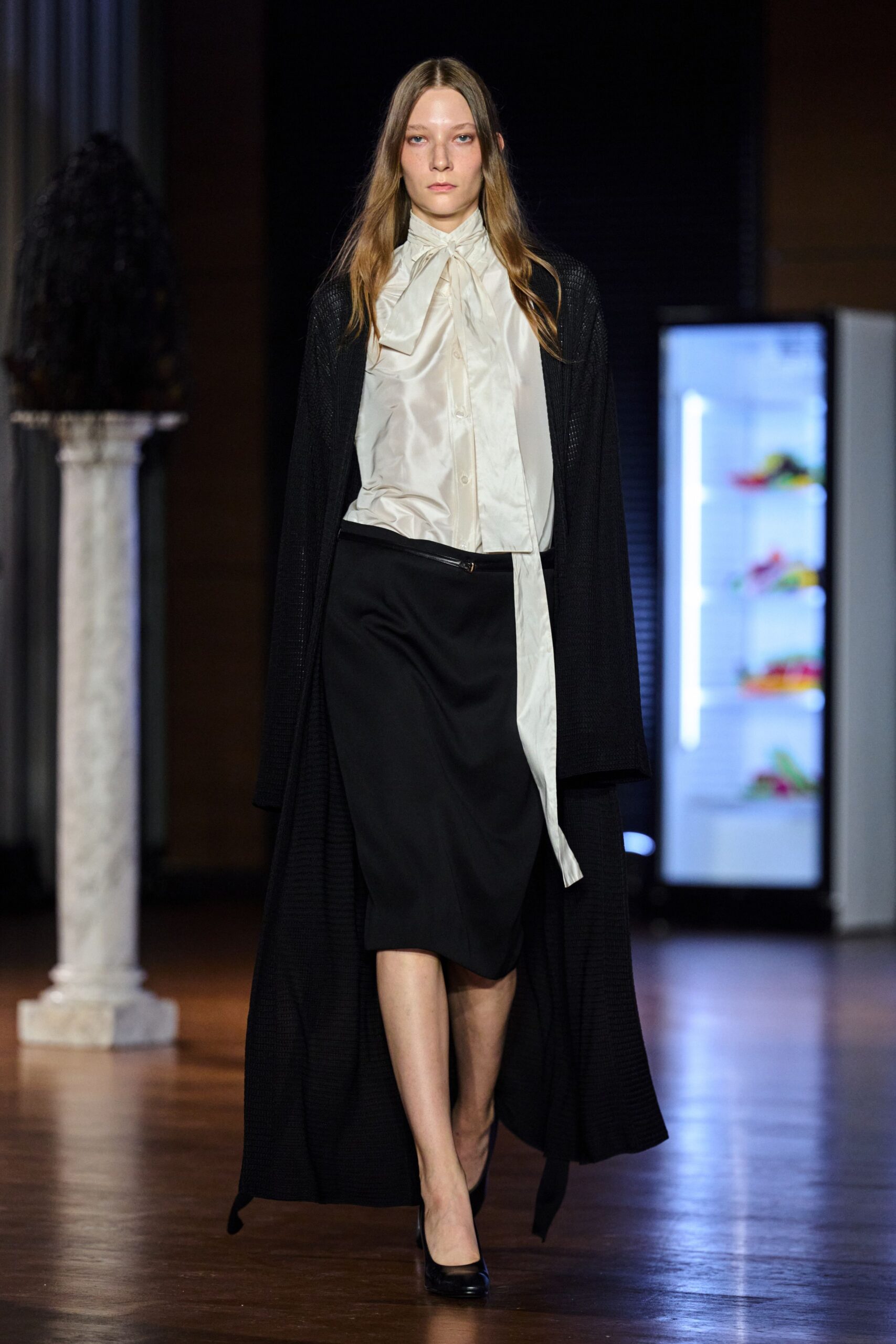 black unknown asymmetric midi skirt