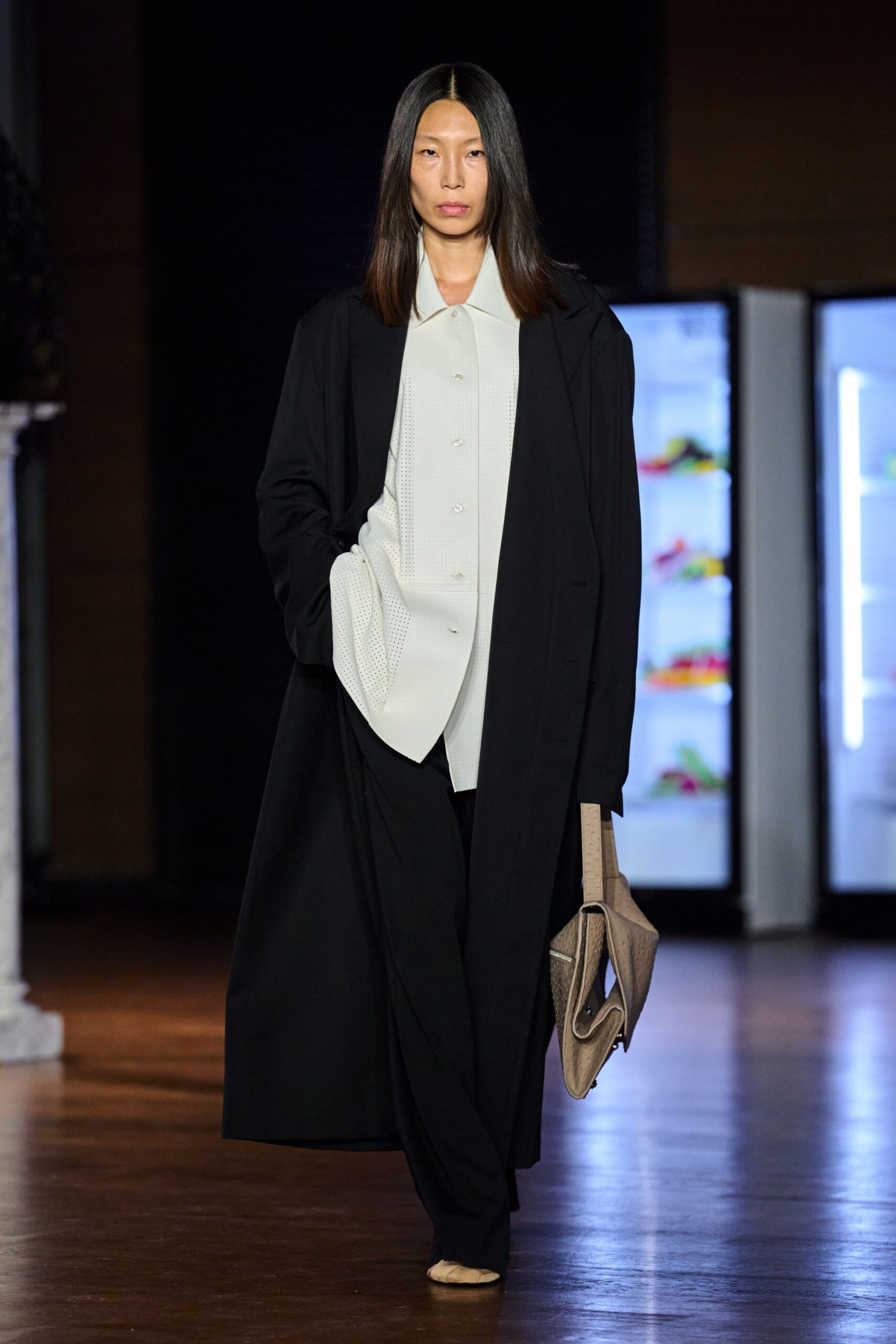 white perforated asymmetric shirt