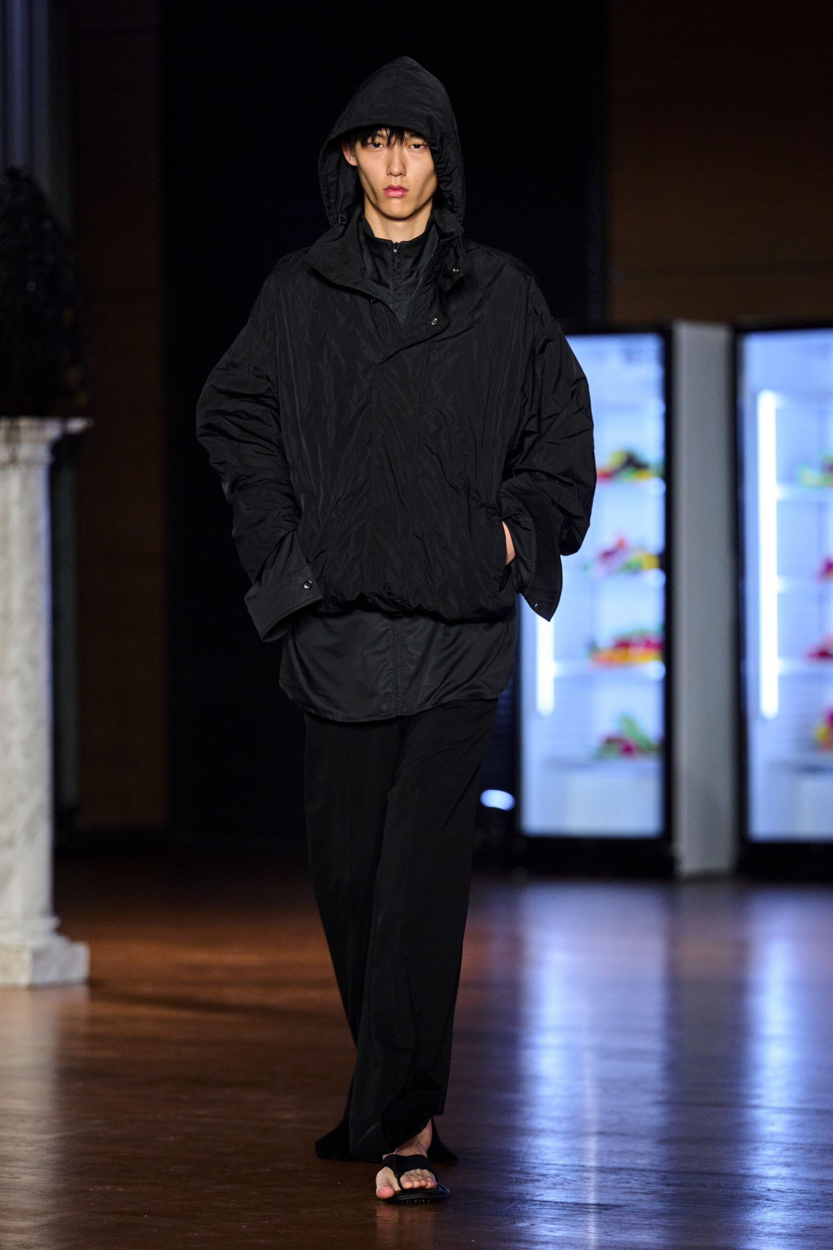 black hooded anorak jacket