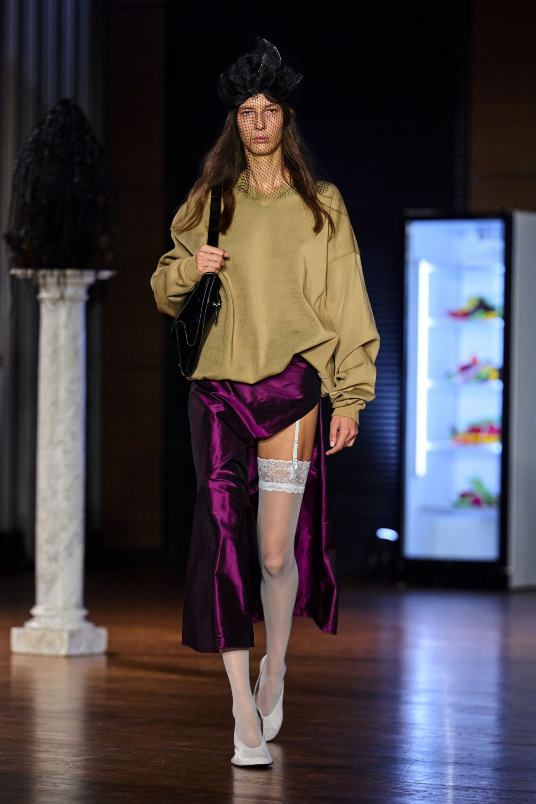 asymmetric satin sarong skirt