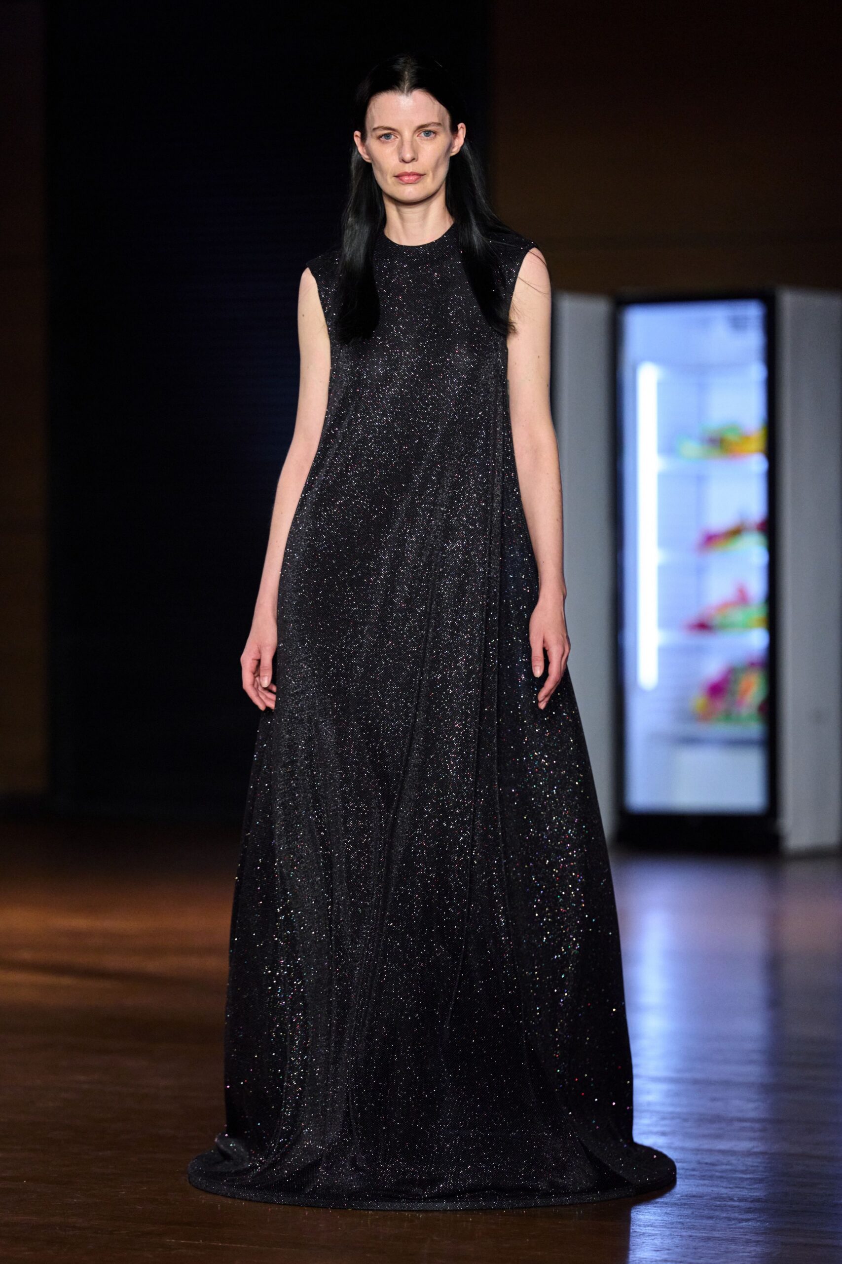black glitter evening gown