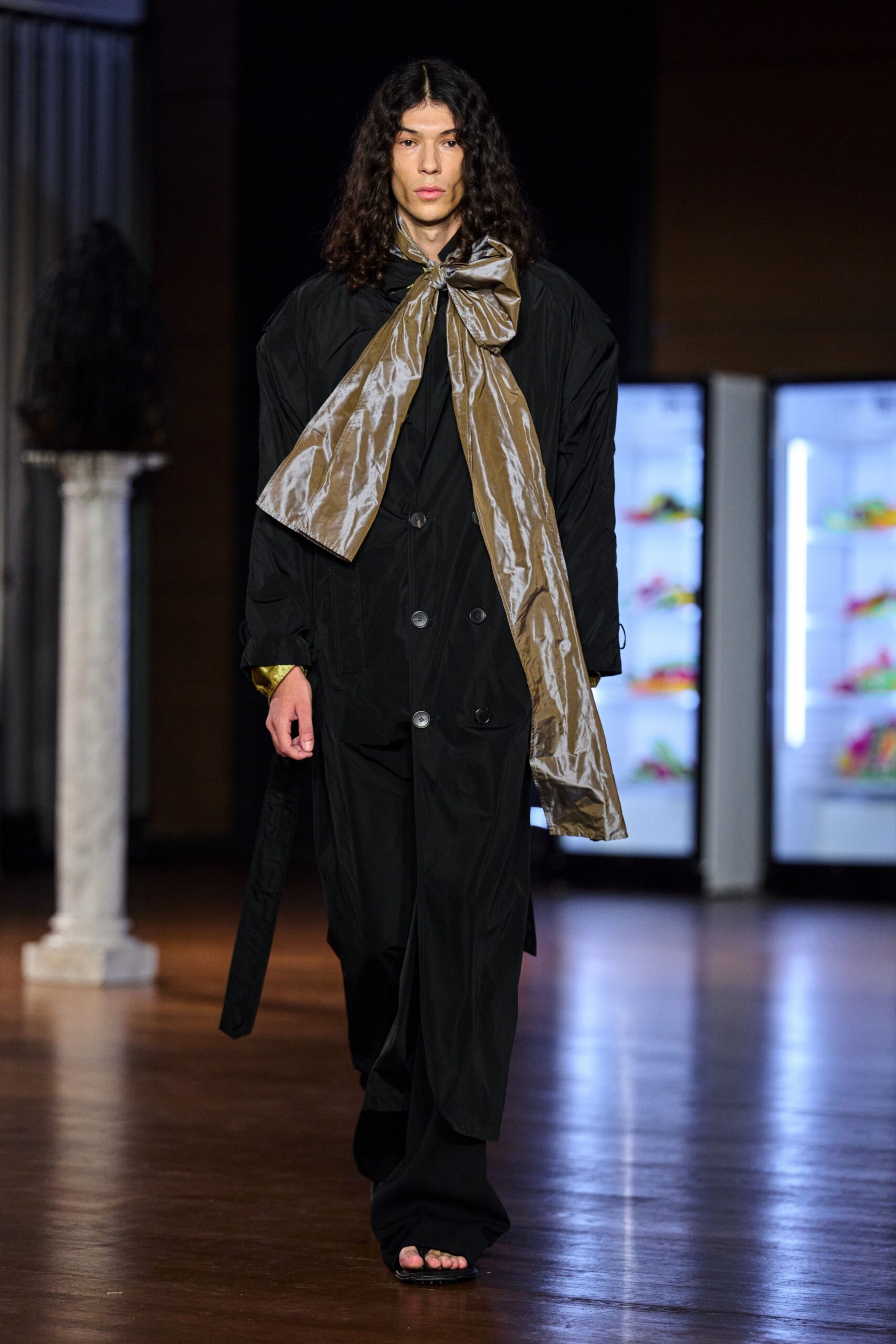 black oversized trench coat