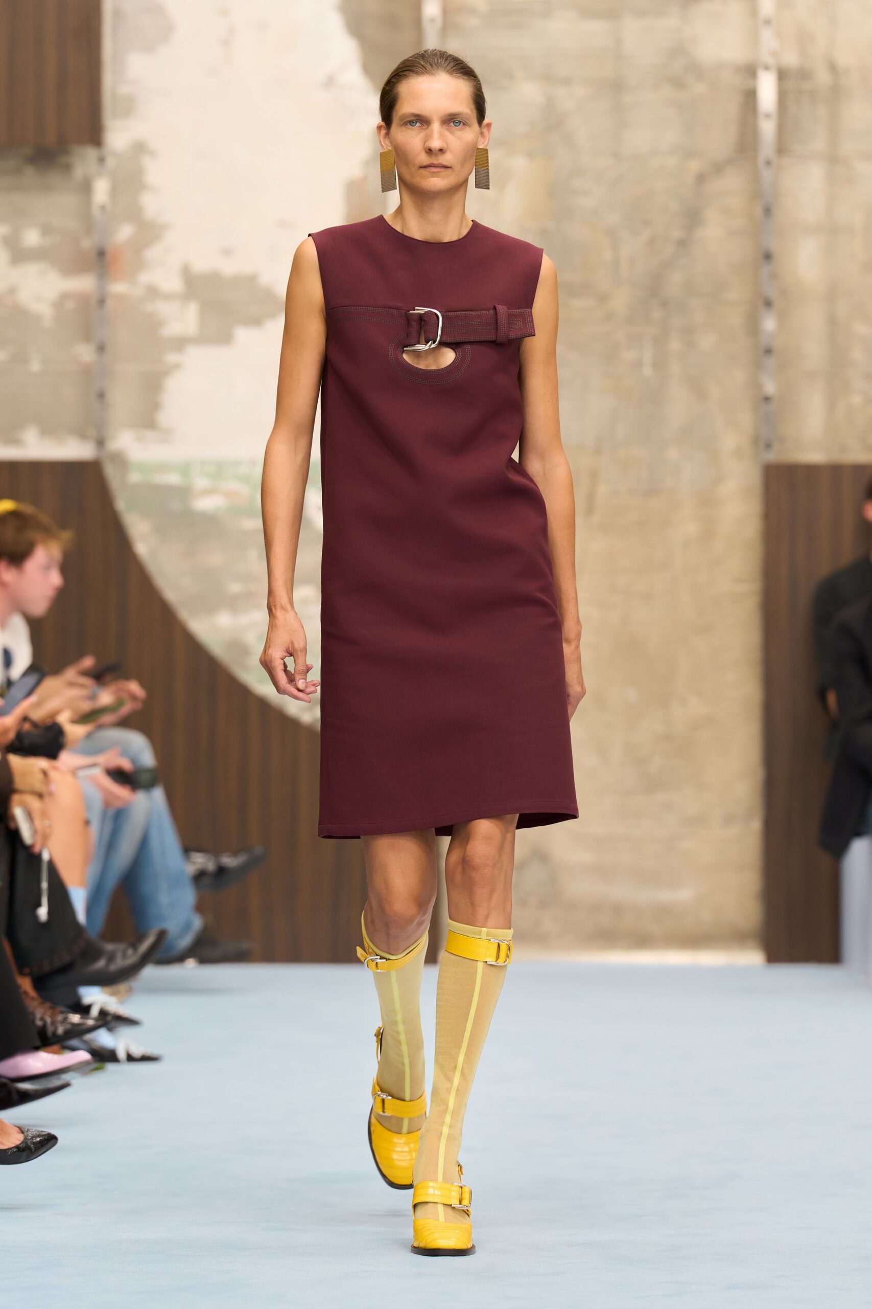 cutout belted shift midi dress
