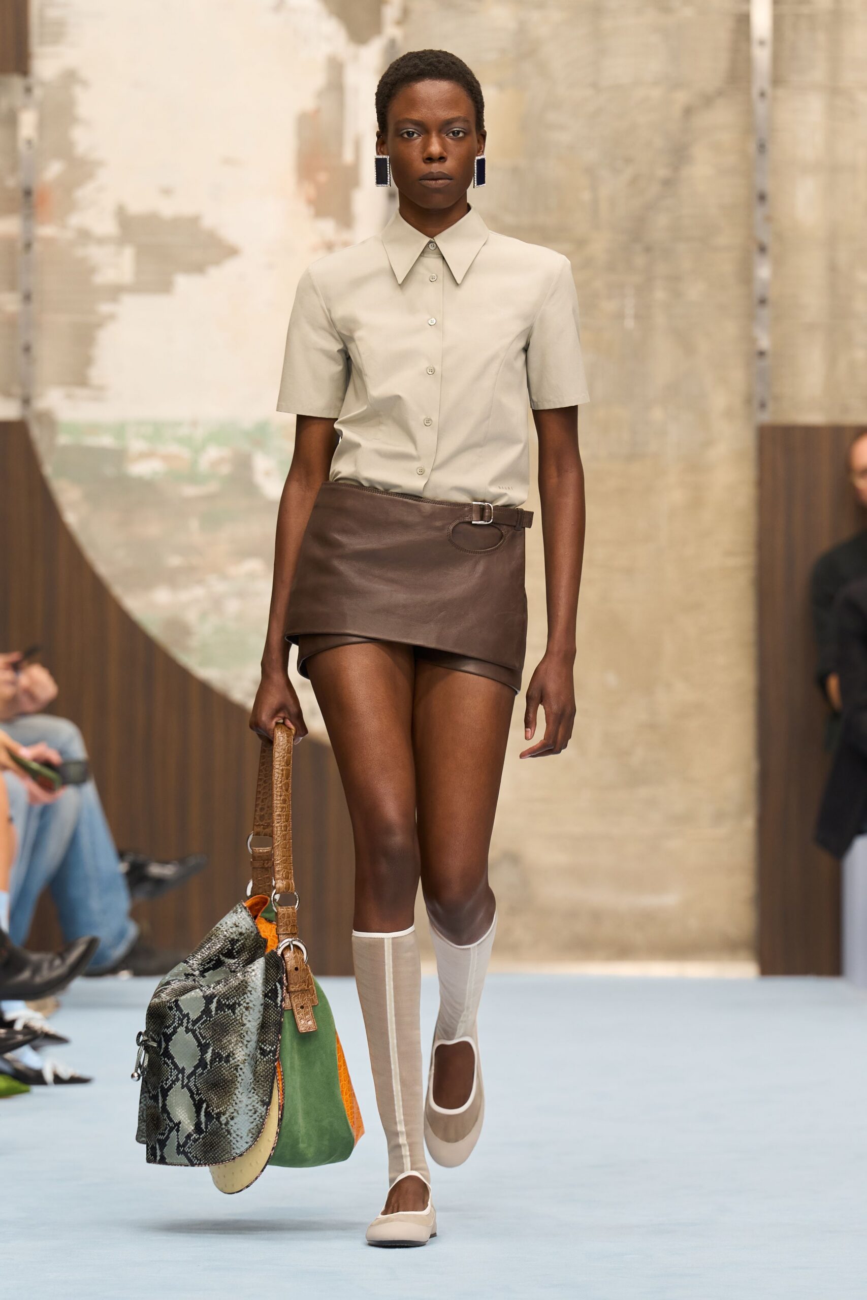 asymmetric leather mini skirt