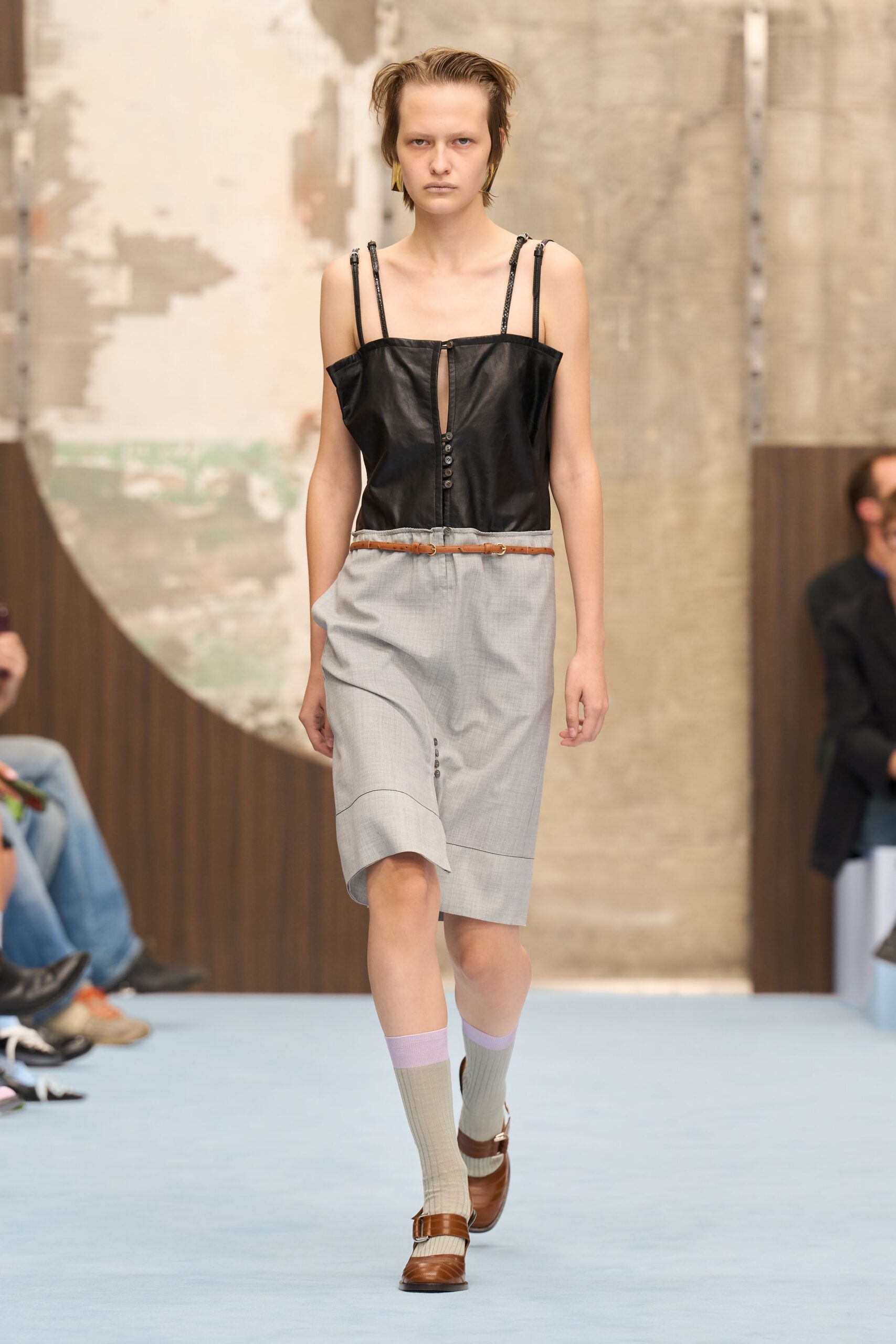 drop-waist leather bodice dress